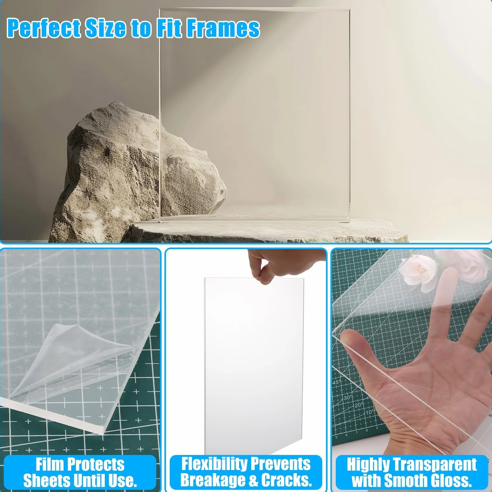 Planchas de Metacrilato Transparente 300x200x4mm, Paneles de Vidrio Orgánico para Manualidades y Bricolaje