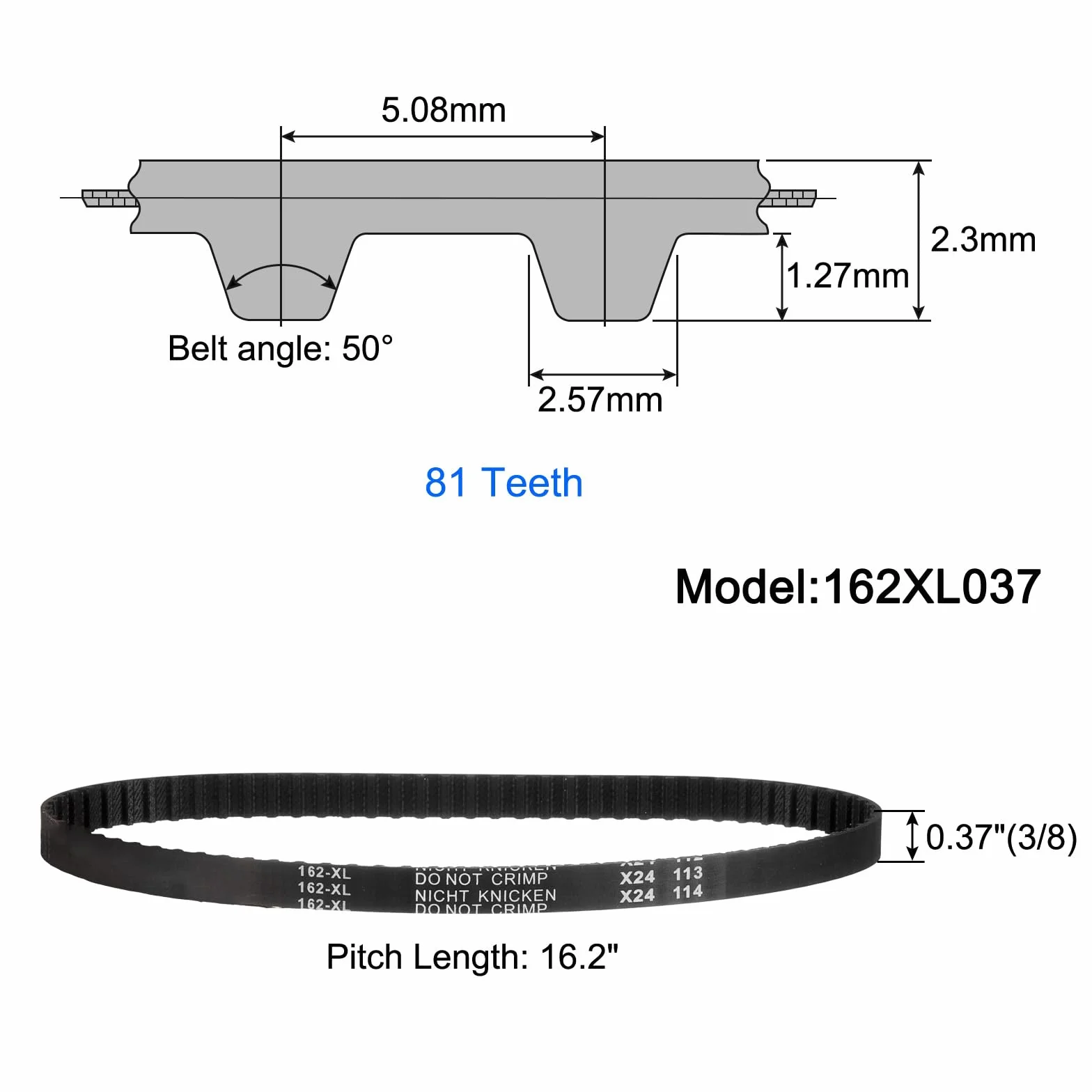 QUARKZMAN 3 Piezas Correa de Distribución 81 Dientes 162XL 037 Ancho 10mm Paso 5.08mm para Impresora 3D