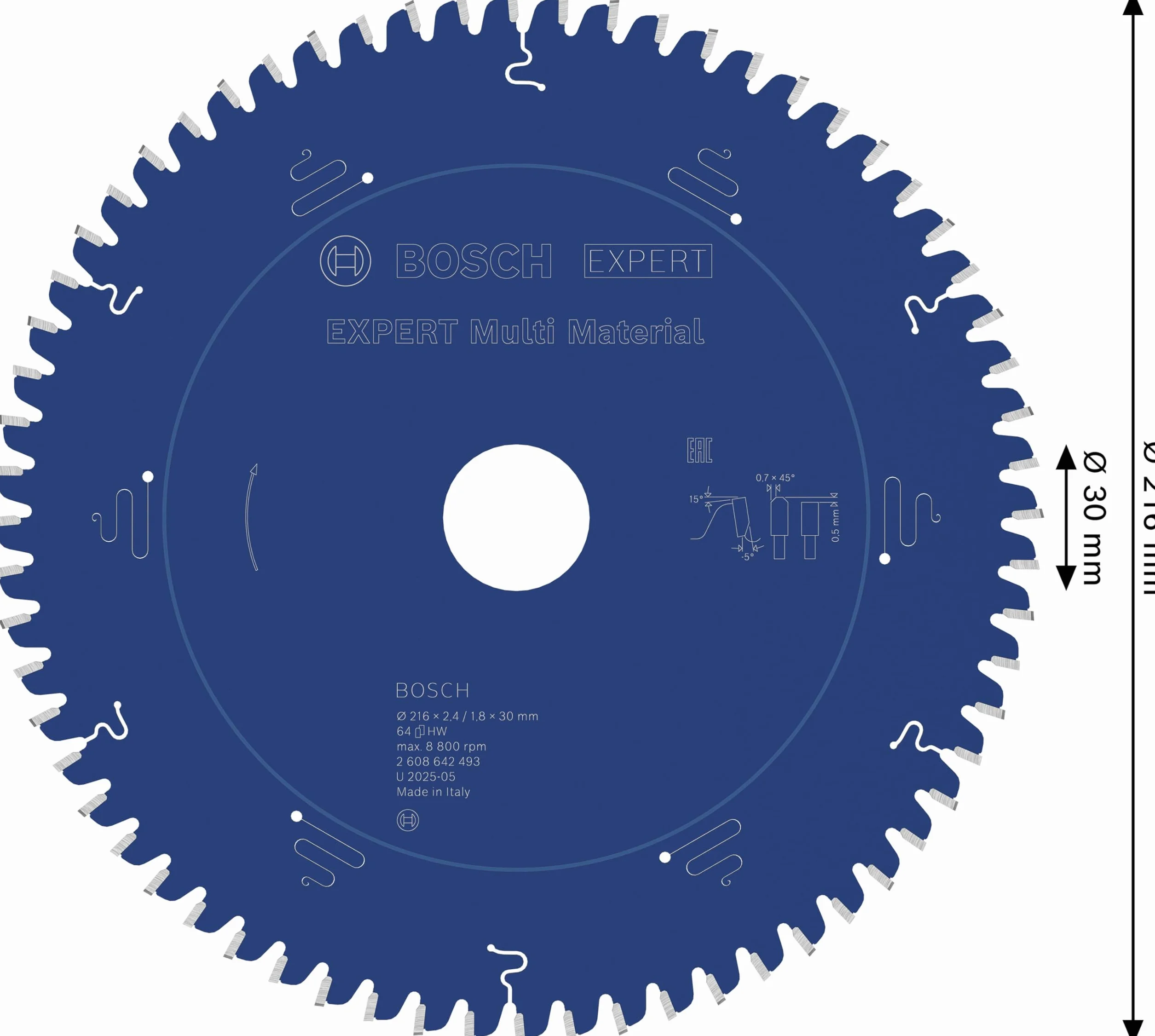 Bosch Hoja de sierra circular Expert for Multi Material 216 x 30 x 2,4 mm 64 dientes