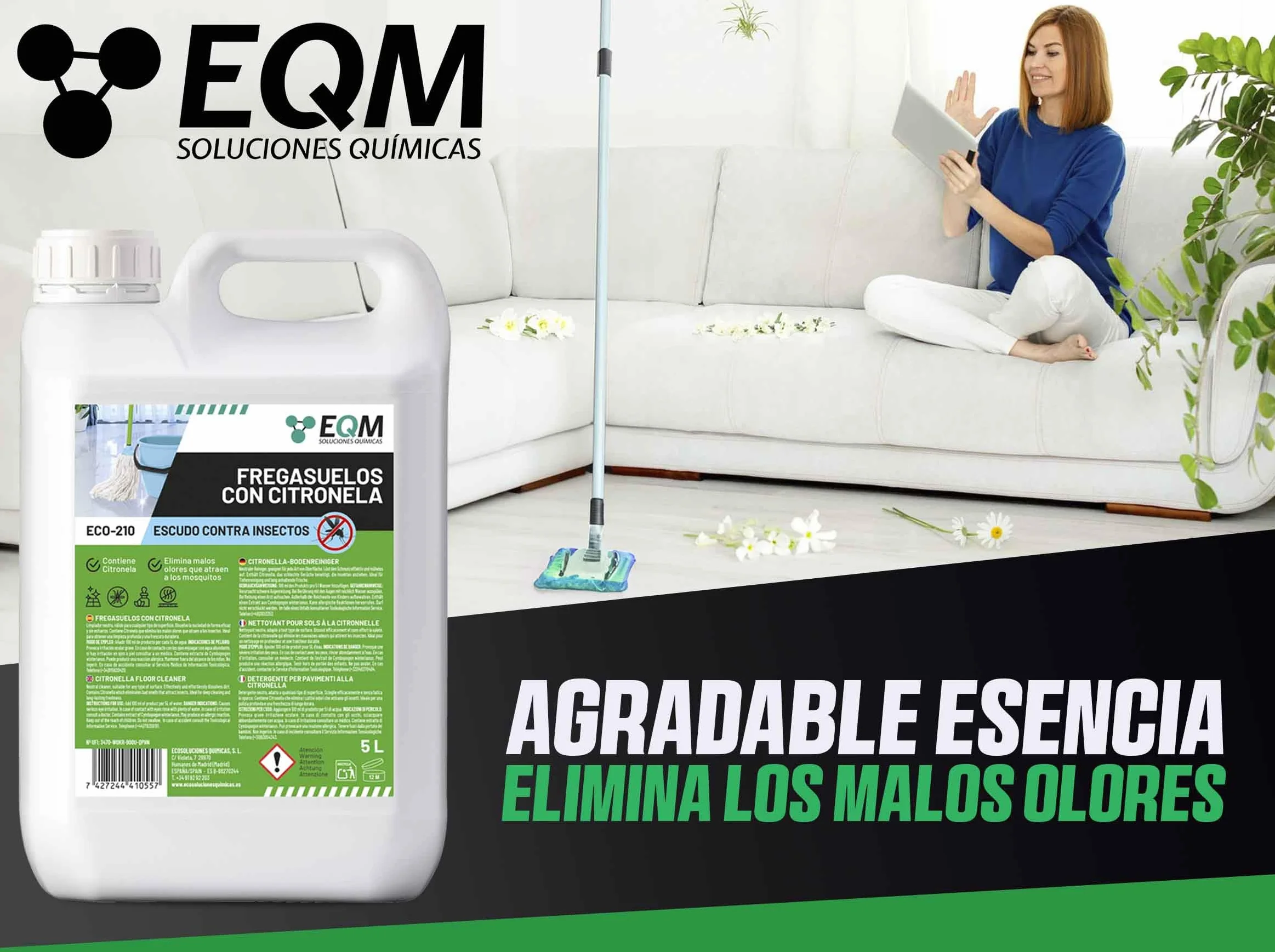 EQM ECO-210 Fregasuelos Citronela 5L Repelente Natural