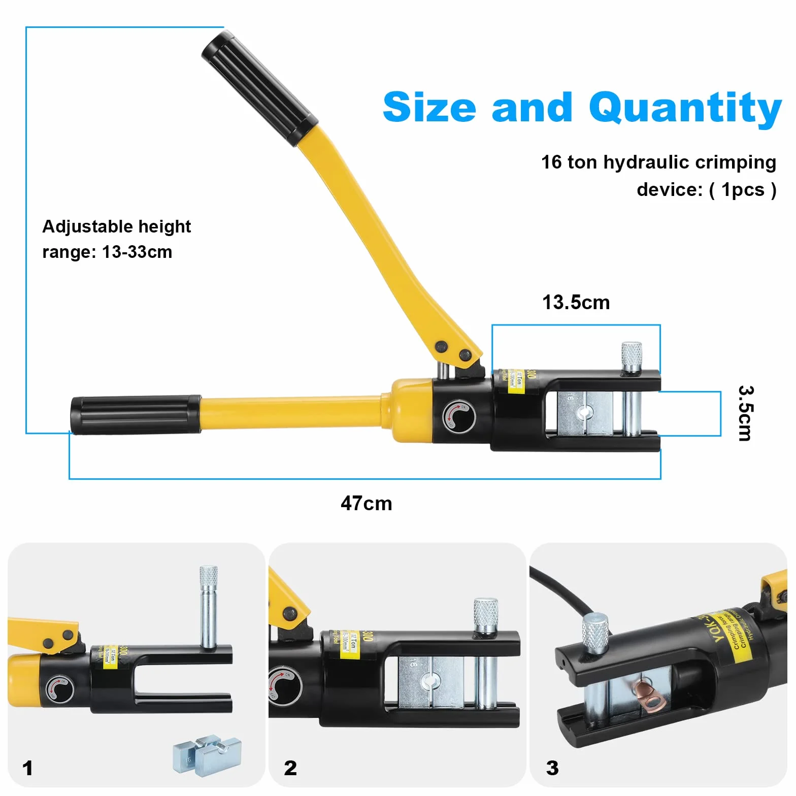 HSEAMALL Crimpadora Hidráulica 16 t 13 Matrices 8-300 mm²