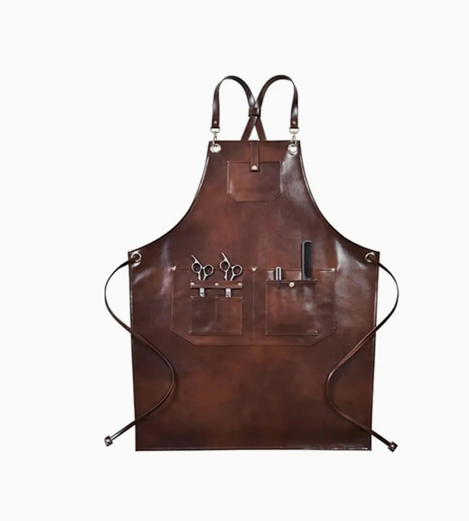 Delantal de soldadura de PU PU con correa trasera for hombres, delantal de trabajo ajustable resistente