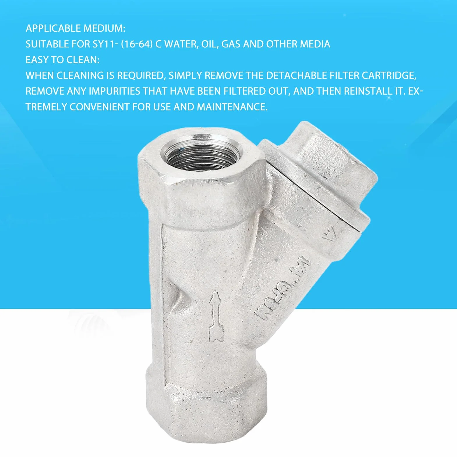 Filtro En Y 1/4 Pulg. DN8 Malla De Doble Capa De Acero Inoxidable para Agua Aceite Gas