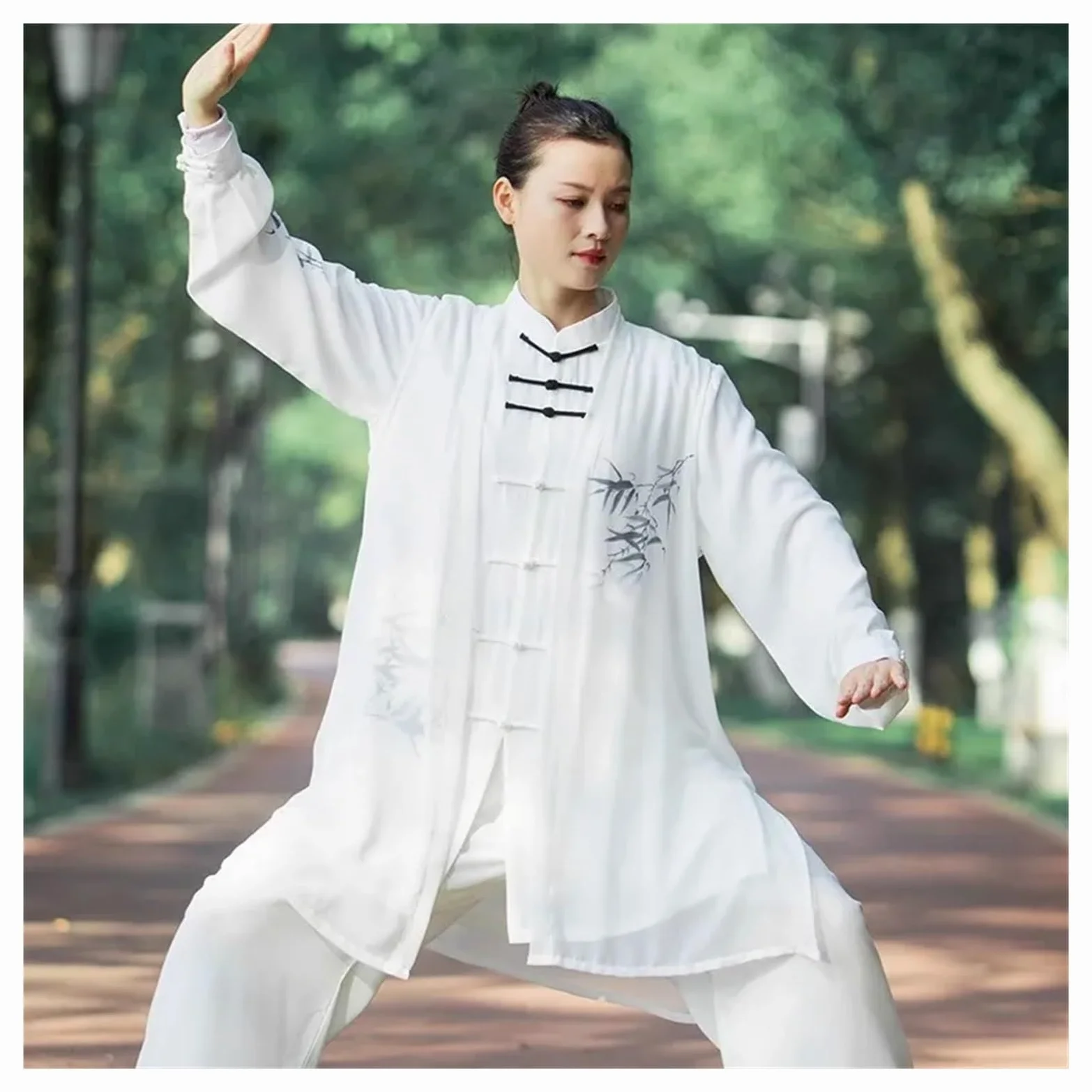 Traje de Tai Chi Color degradado manga larga, traje práctica, conjunto actuación artes marciales