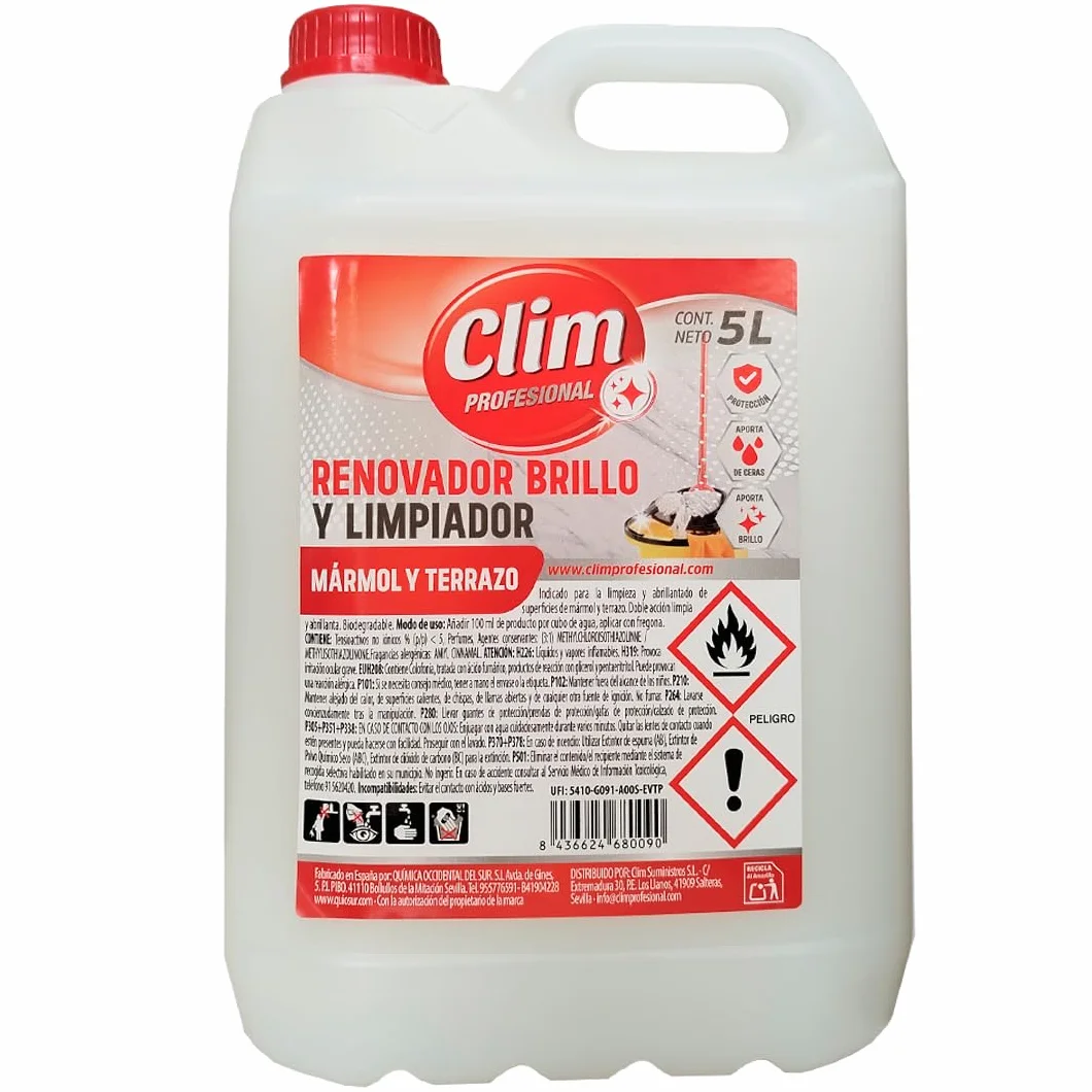 Clim Profesional Fregasuelos Renovador de Brillo para Mármol y Terrazo 5L