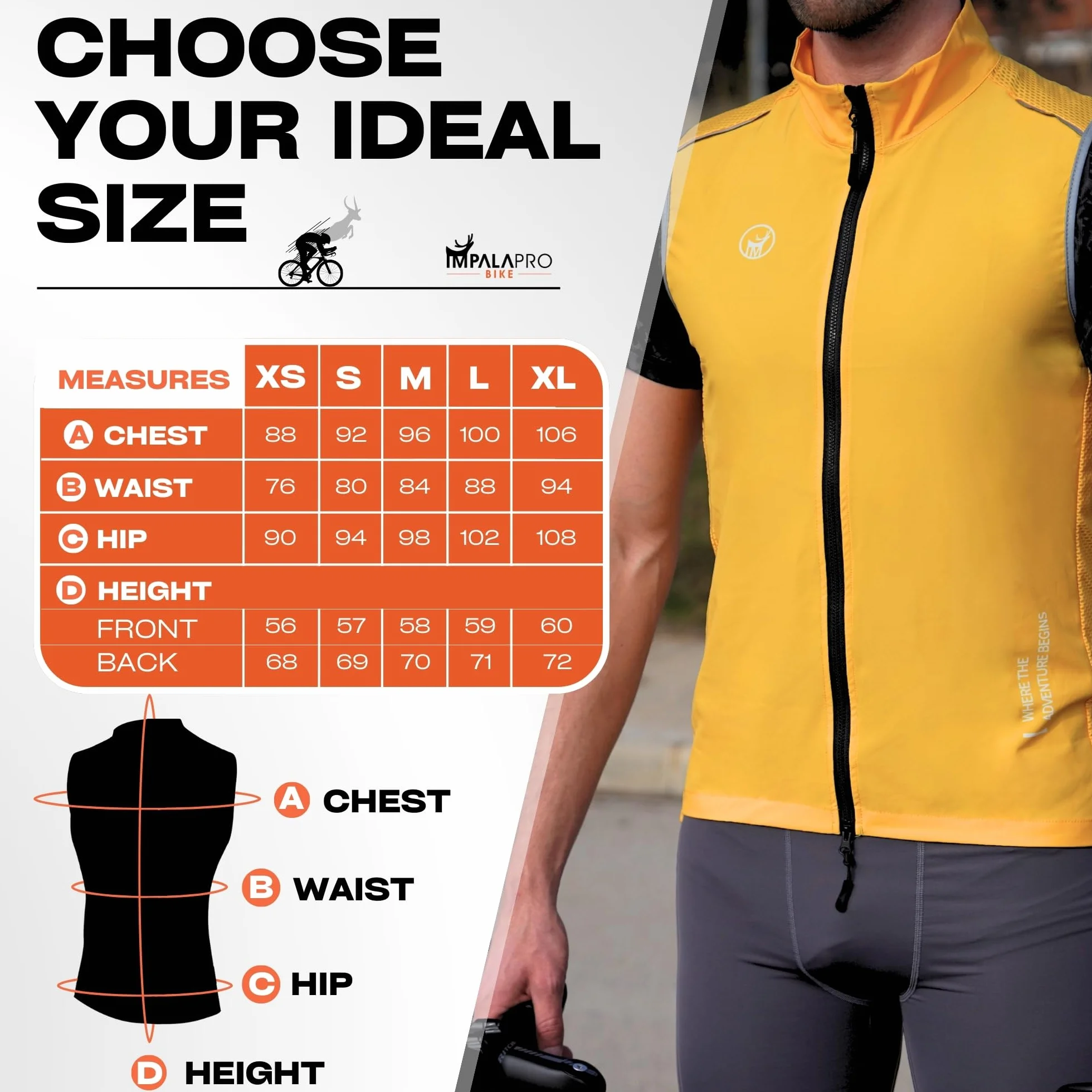 IMPALAPRO Chaleco Cortavientos Ciclismo Hombre y Mujer Ultraligero, Transpirable y Resistente - Protección Contra el Viento y la Lluvia