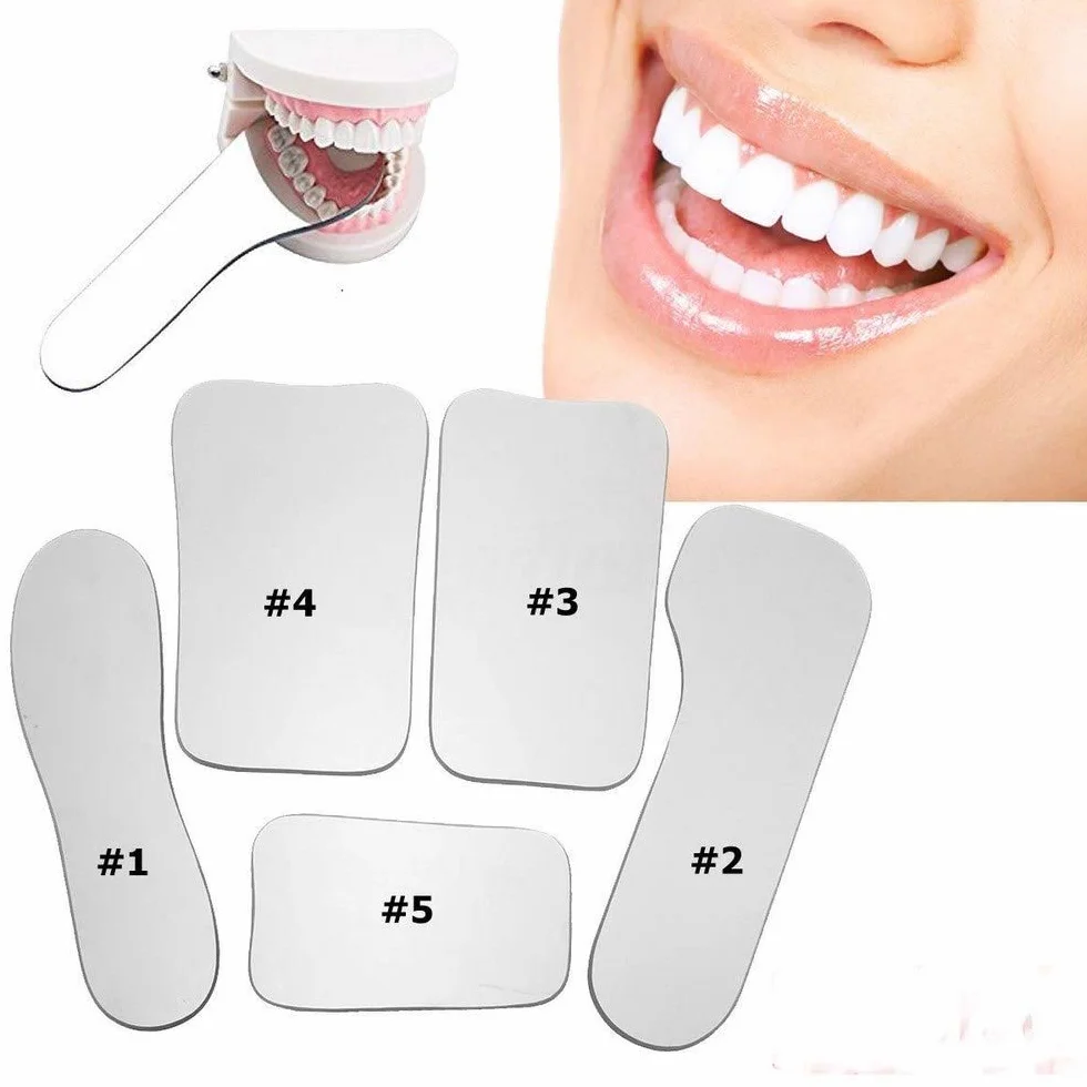 Espejo de boca dental intraoral autoclavable rodio plateado vidrio 2 caras profesional