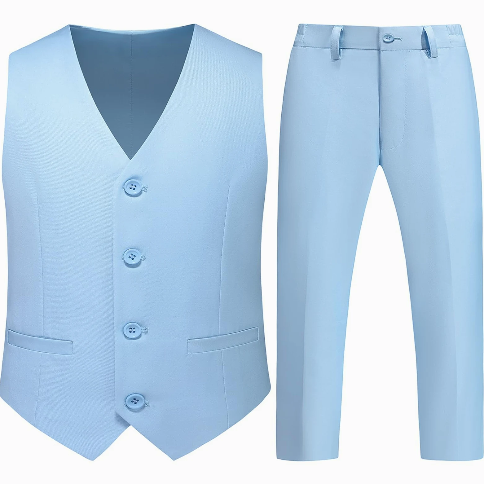 Conjunto de 2 piezas de chaleco para niños, traje de esmoquin para niños, talla 4-14, traje formal para niños con chaleco y pantalones, conjunto delgado