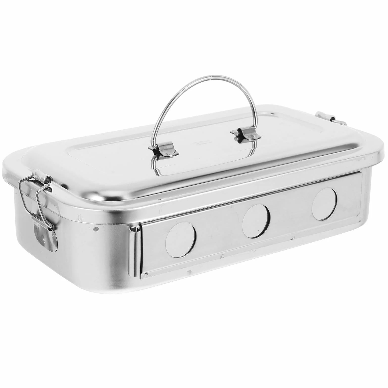 Caja de Acero Inoxidable para Instrumentos Médicos con Tapa y Orificios Bandeja de Esterilización