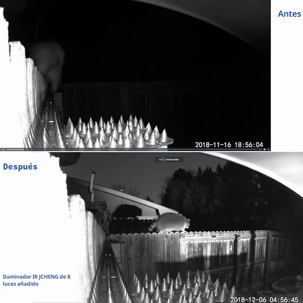 JC IR Illuminator Luz infrarroja 8 LED Gran Angular con Adaptador de Corriente para Cámaras de Seguridad