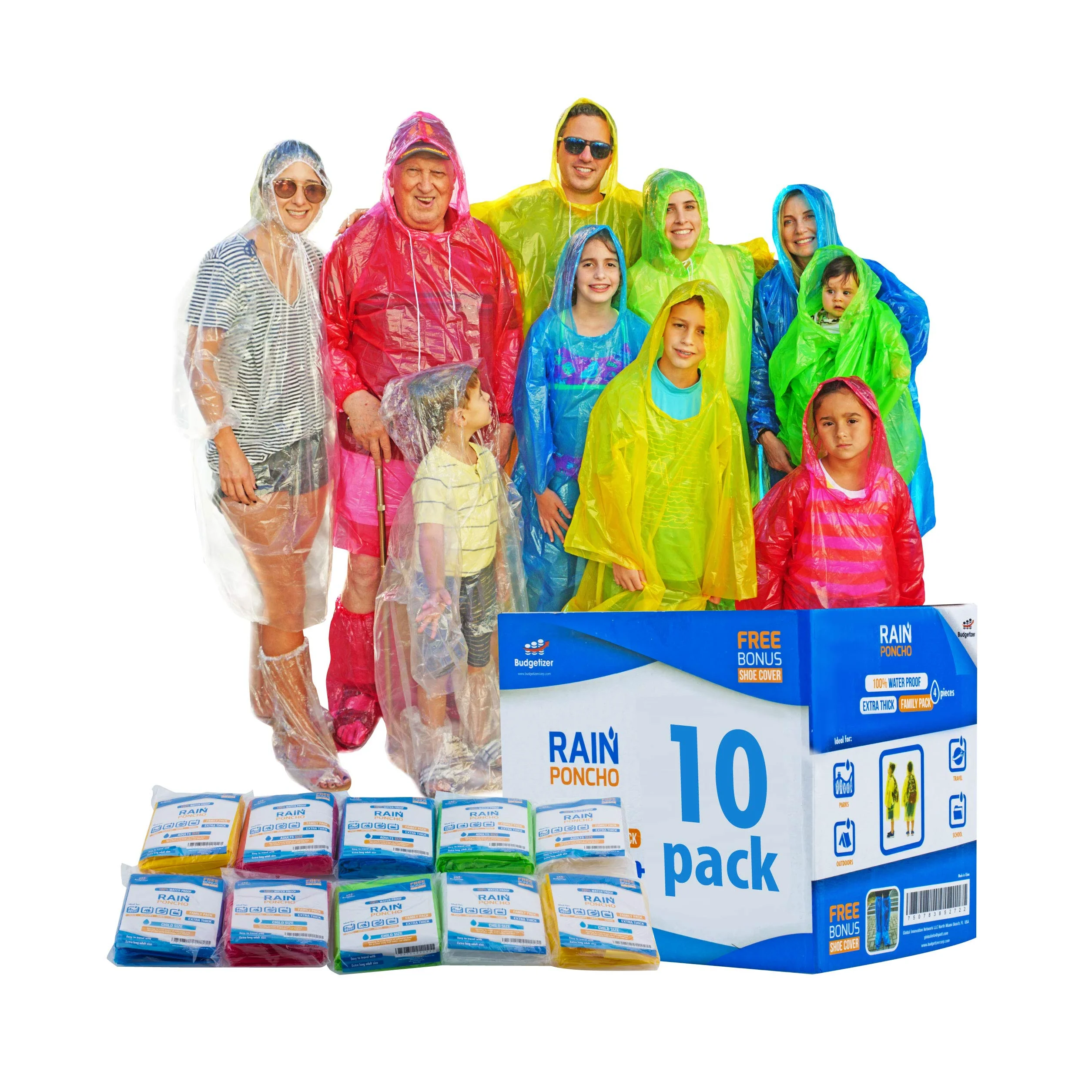 Paquete familiar de ponchos de lluvia extra gruesos, fundas para zapatos incluidas 4 y 10 unidades