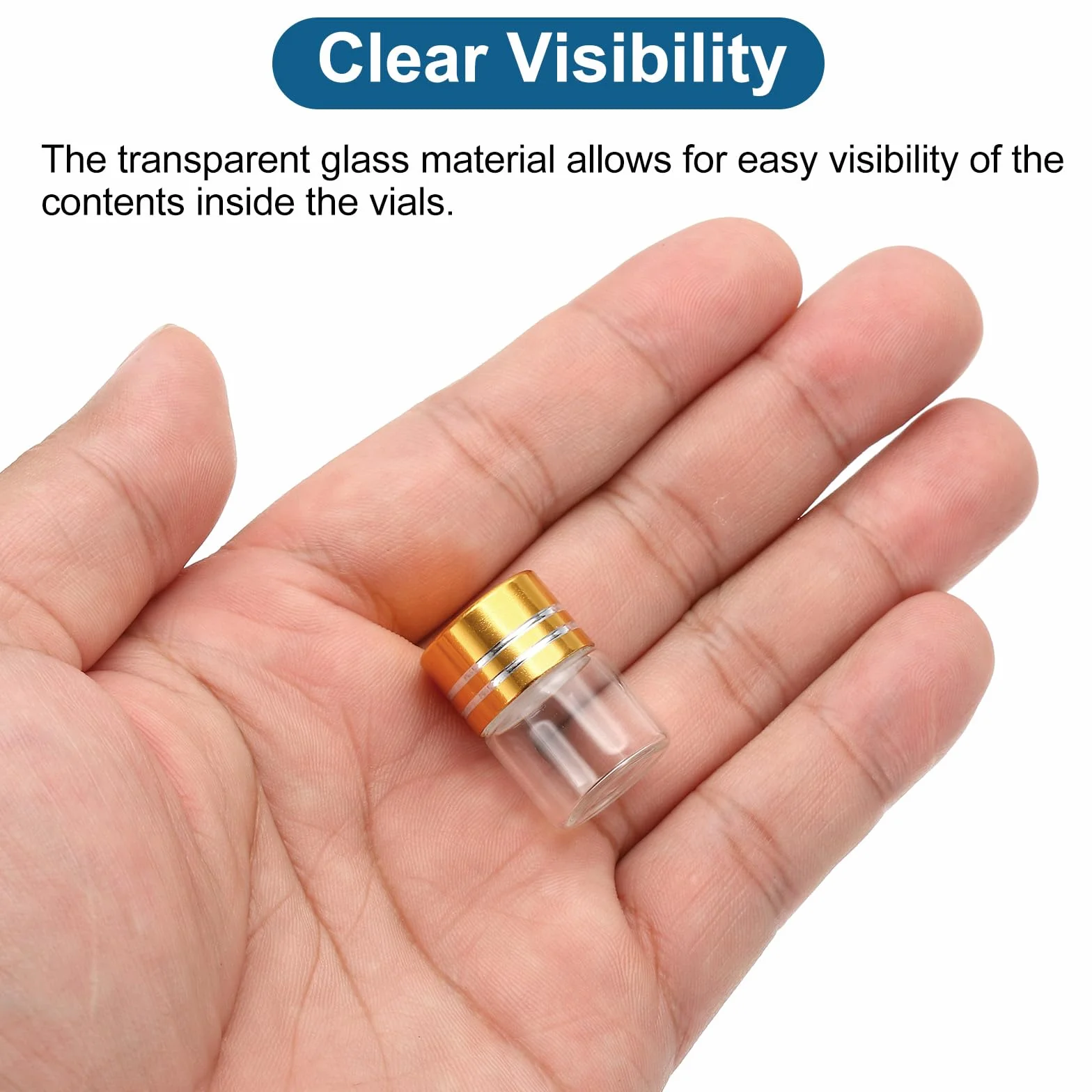 PATIKIL Frascos de Vidrio Pequeños 1 ml 20 Unidades Mini Frascos Transparente Vacíos con Tapa de Rosca de Aluminio Dorado
