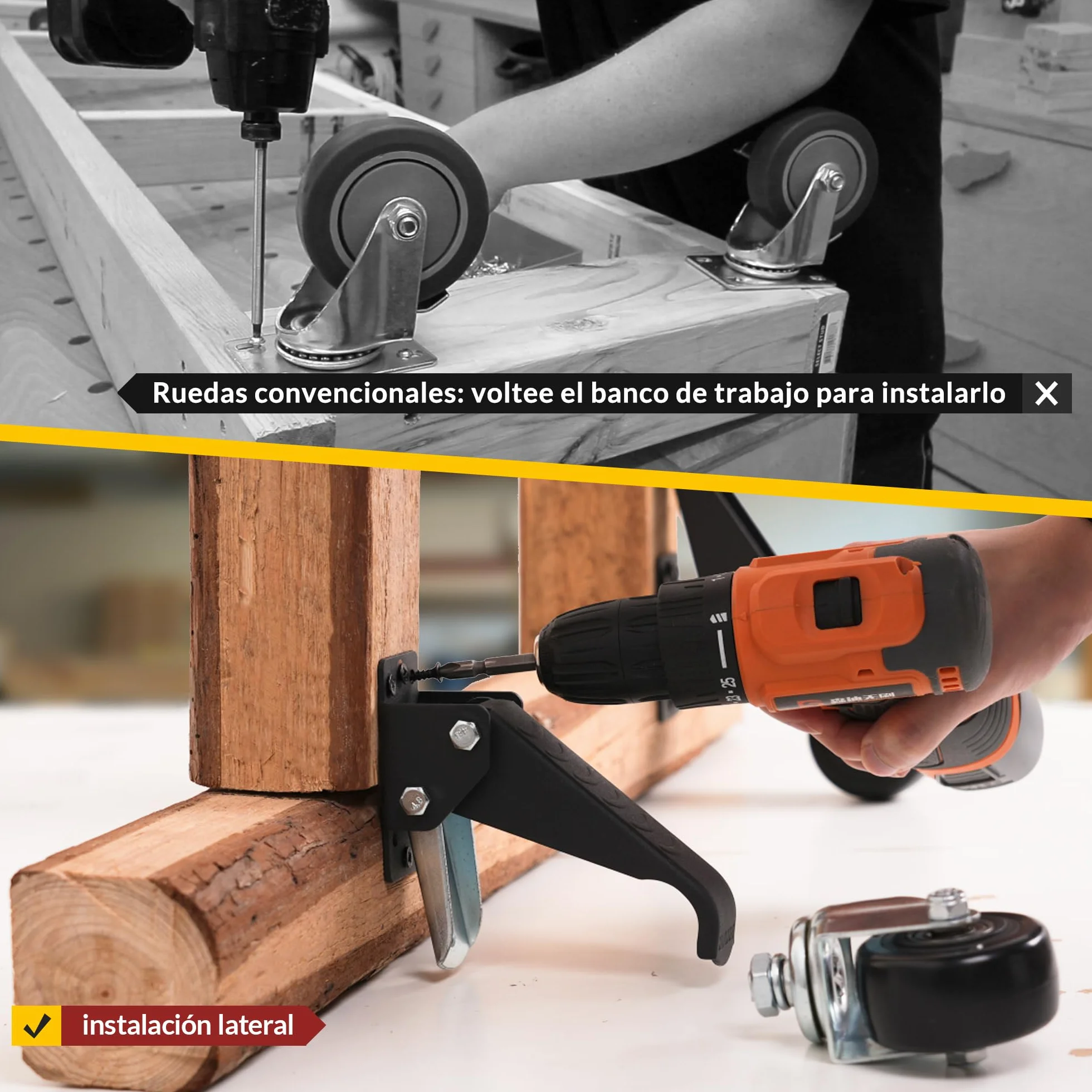 HOLIKE Ruedas retráctiles 315 kg 4 ruedas para bancos de trabajo