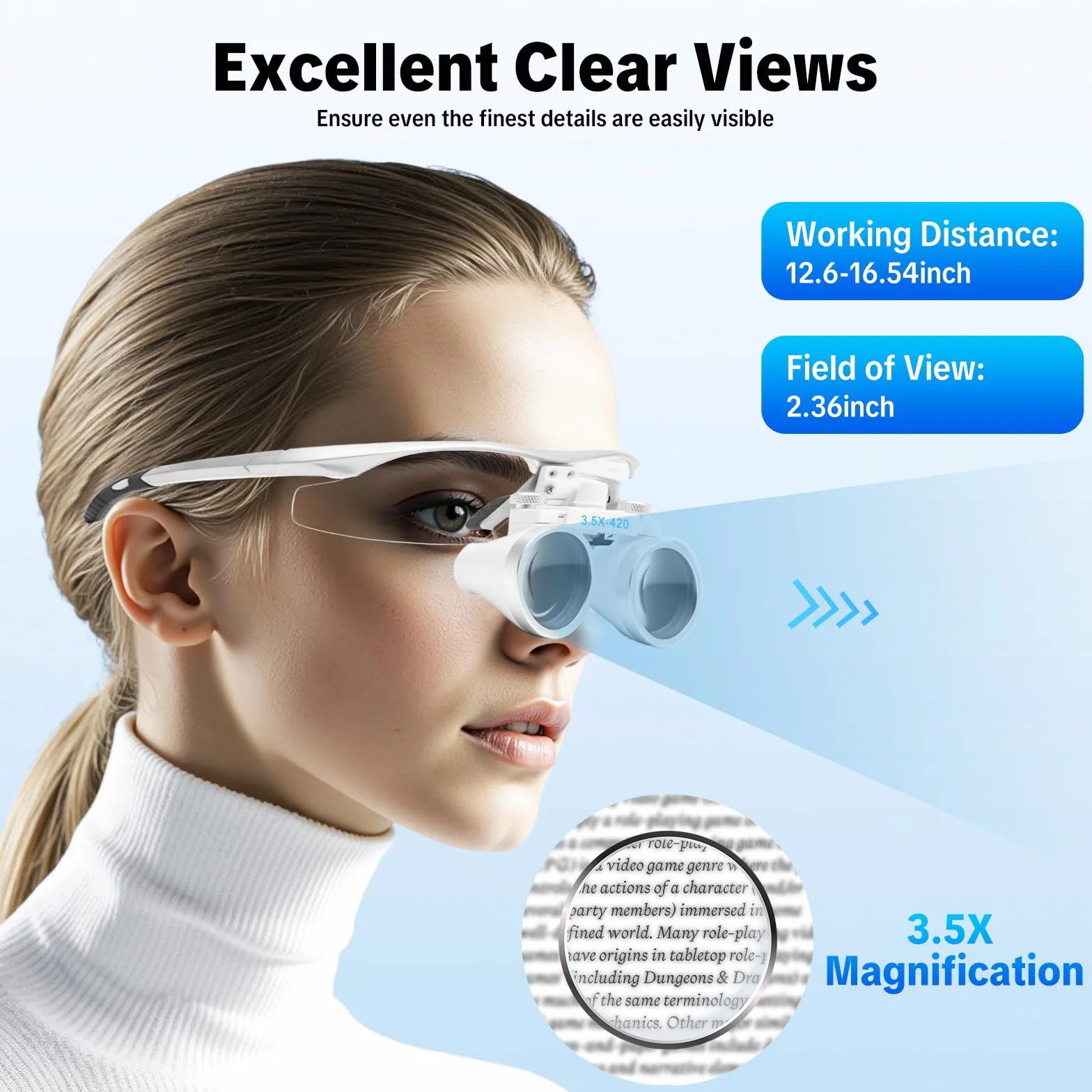 Lupa binocular profesional LED dental 3,5 x 420 mm