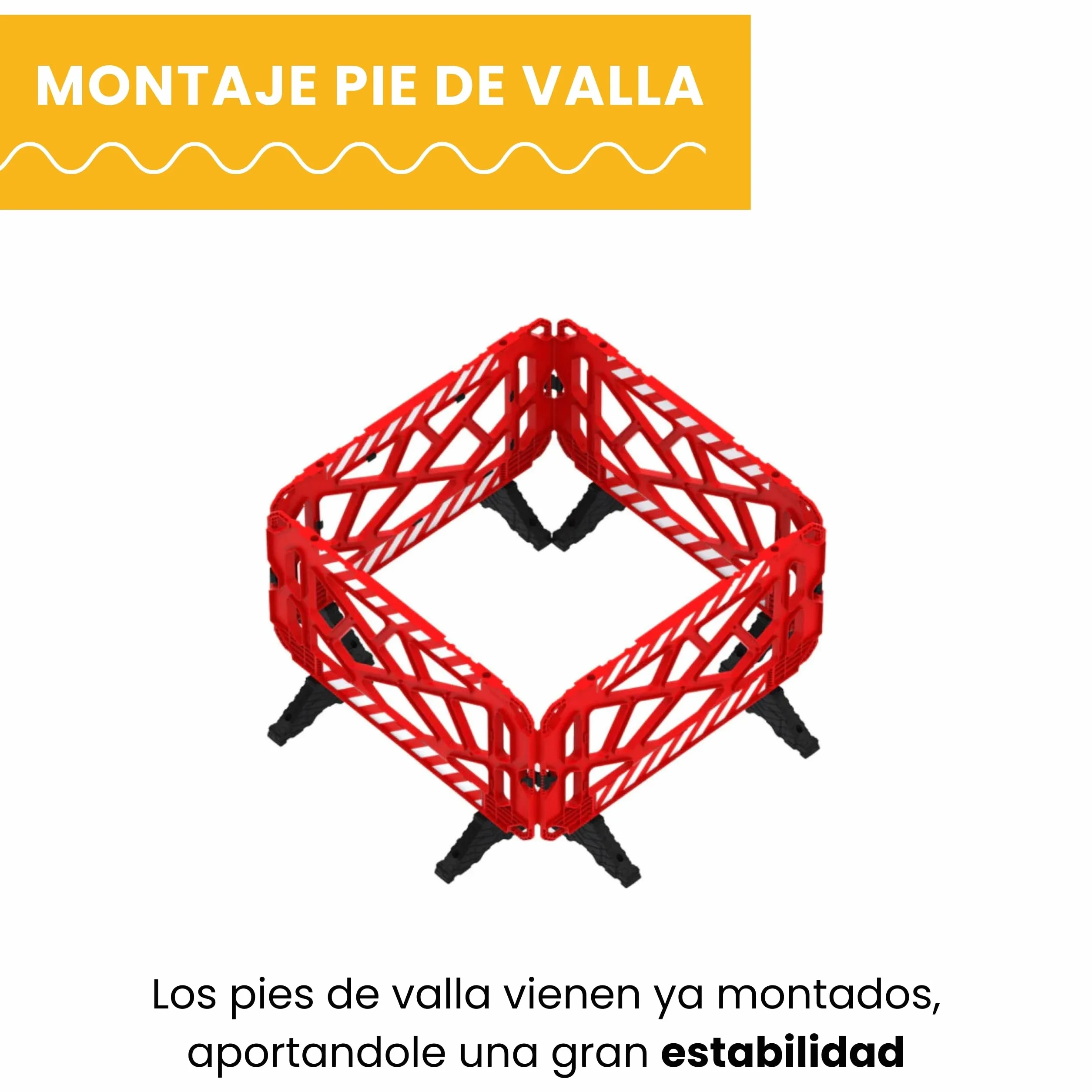 Valla de Obra Peatonal de Plástico 150 cm Rojo 1 Unidad