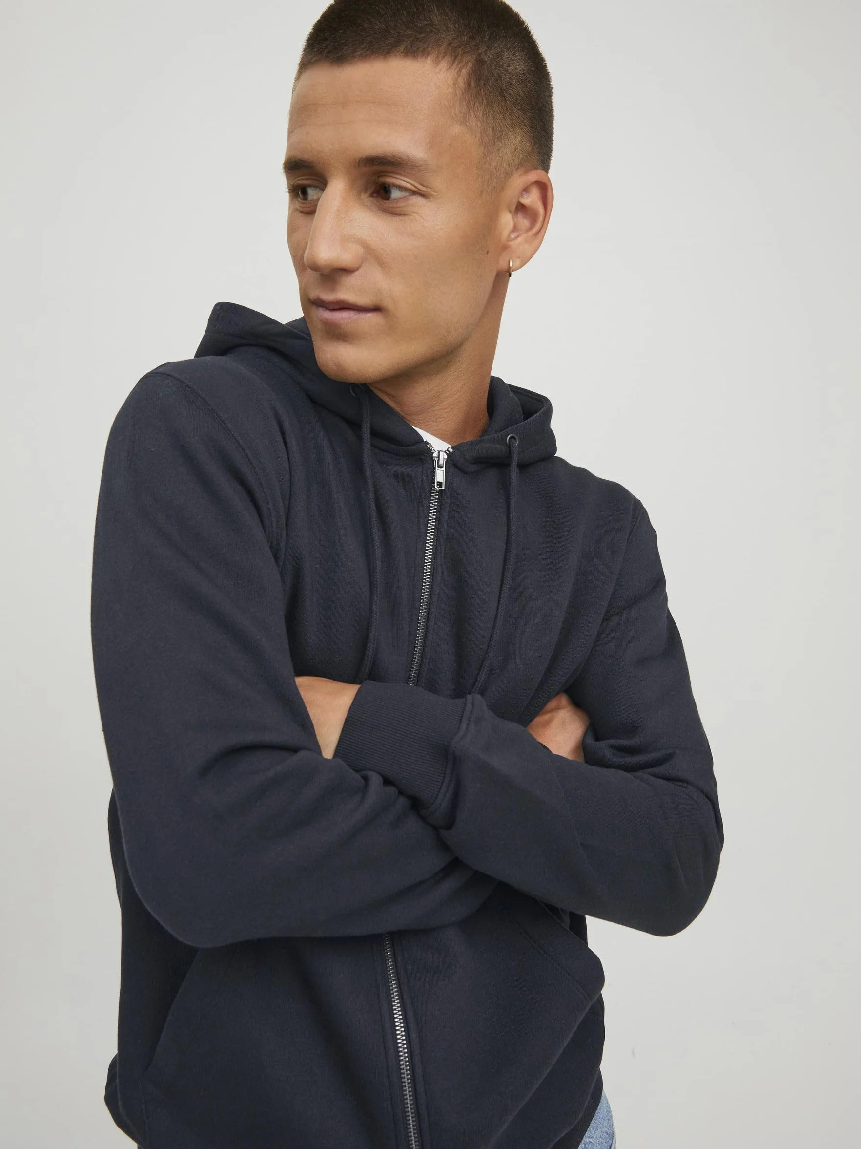 JACK & JONES Zip Hoodie Plain Zip Hoodie