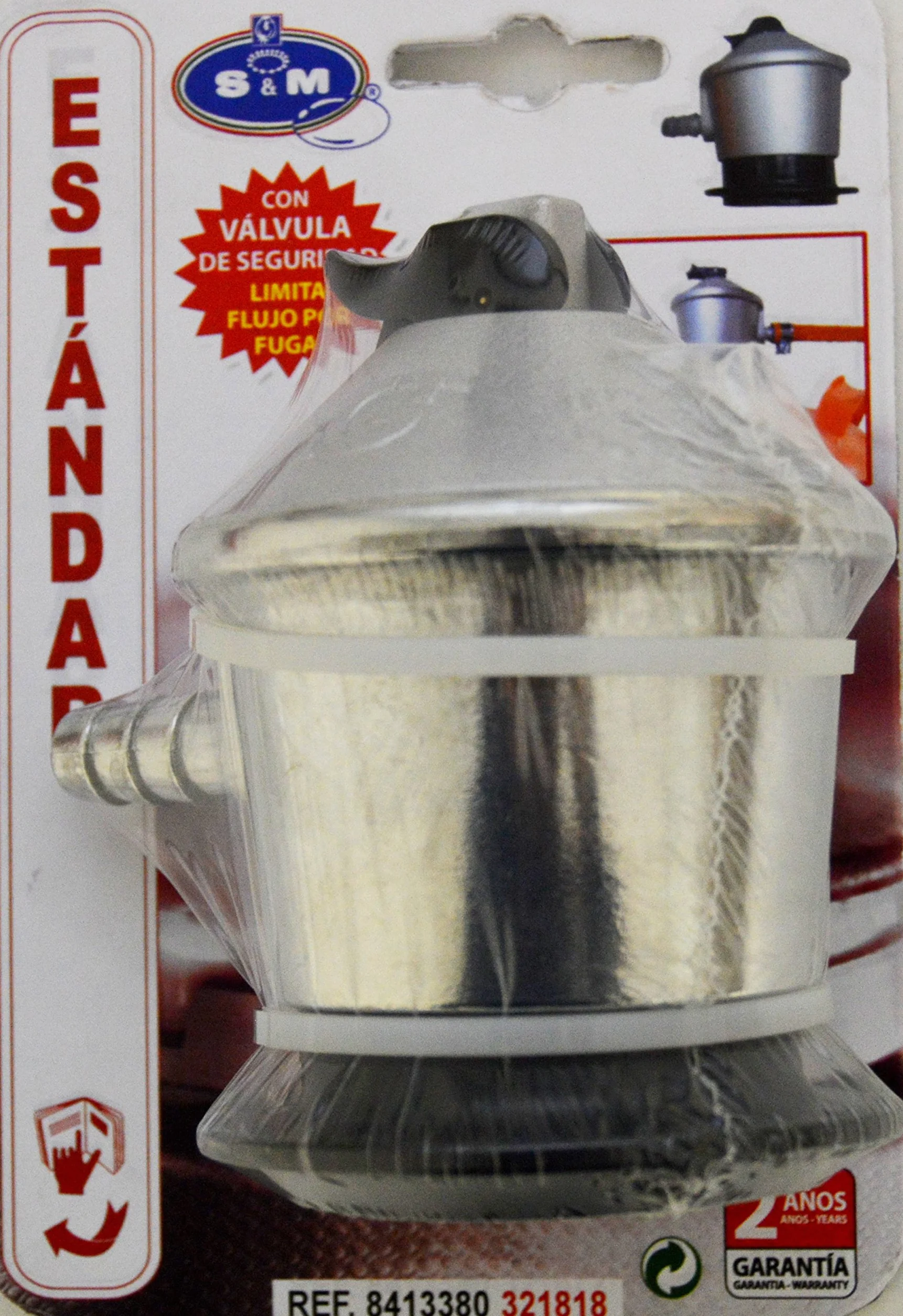 Regulador Gas Butano con Válvula De Seguridad Gris