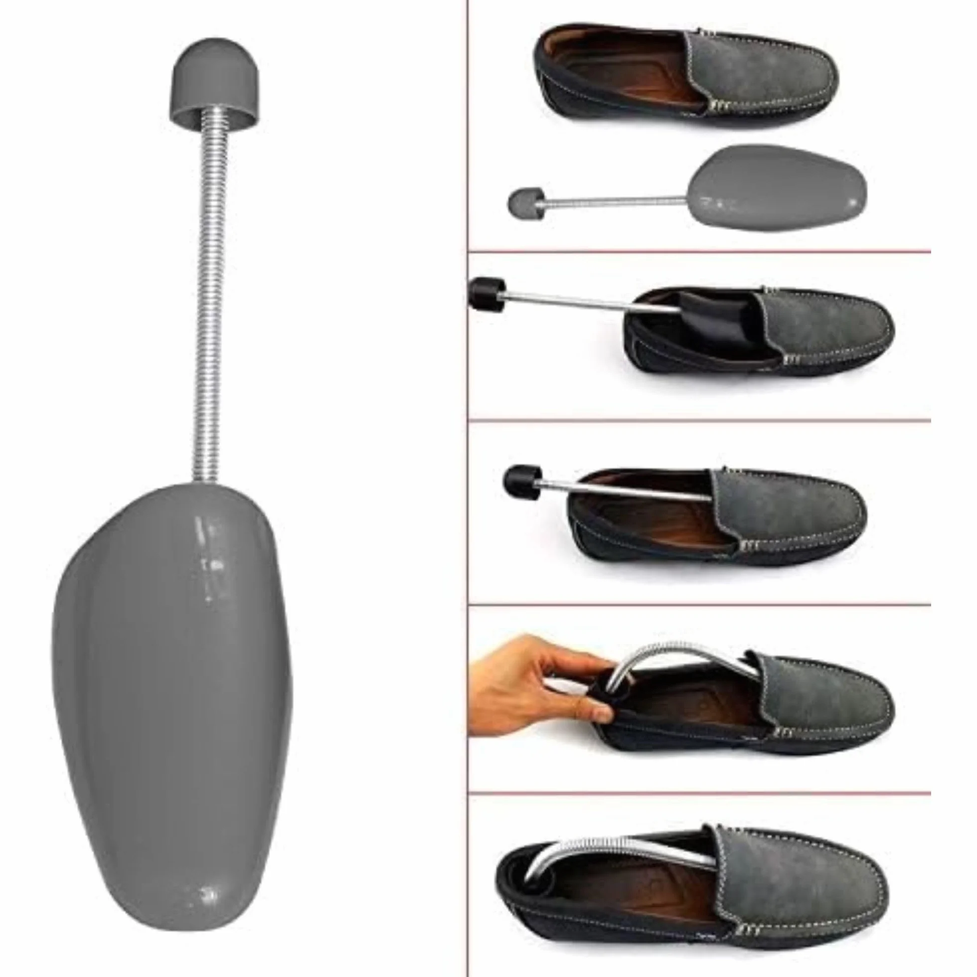 Incutex 5 pares de hormas para zapatos tamaño variable 38-44, estiradores de zapatos para hombres y mujeres, ideales para zapatillas, deportivas, zapatos planos, mocasines, gris