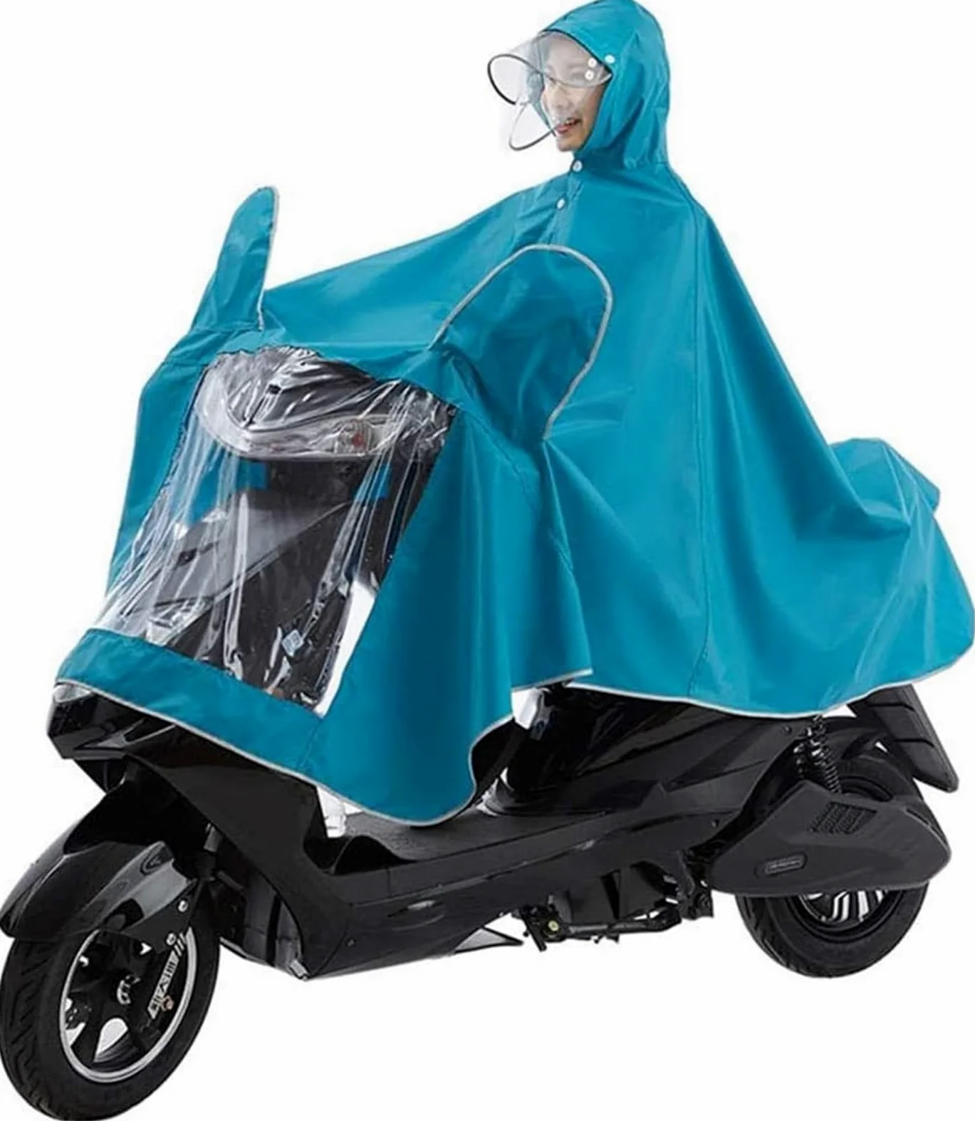 Ciclismo Viajes Reutilizable Impermeable Poncho Ad Capa de lluvia grande for motocicleta, Scooter de movilidad eléctrica, cubierta antivaho for ropa impermeable for motocicleta de una sola persona con
