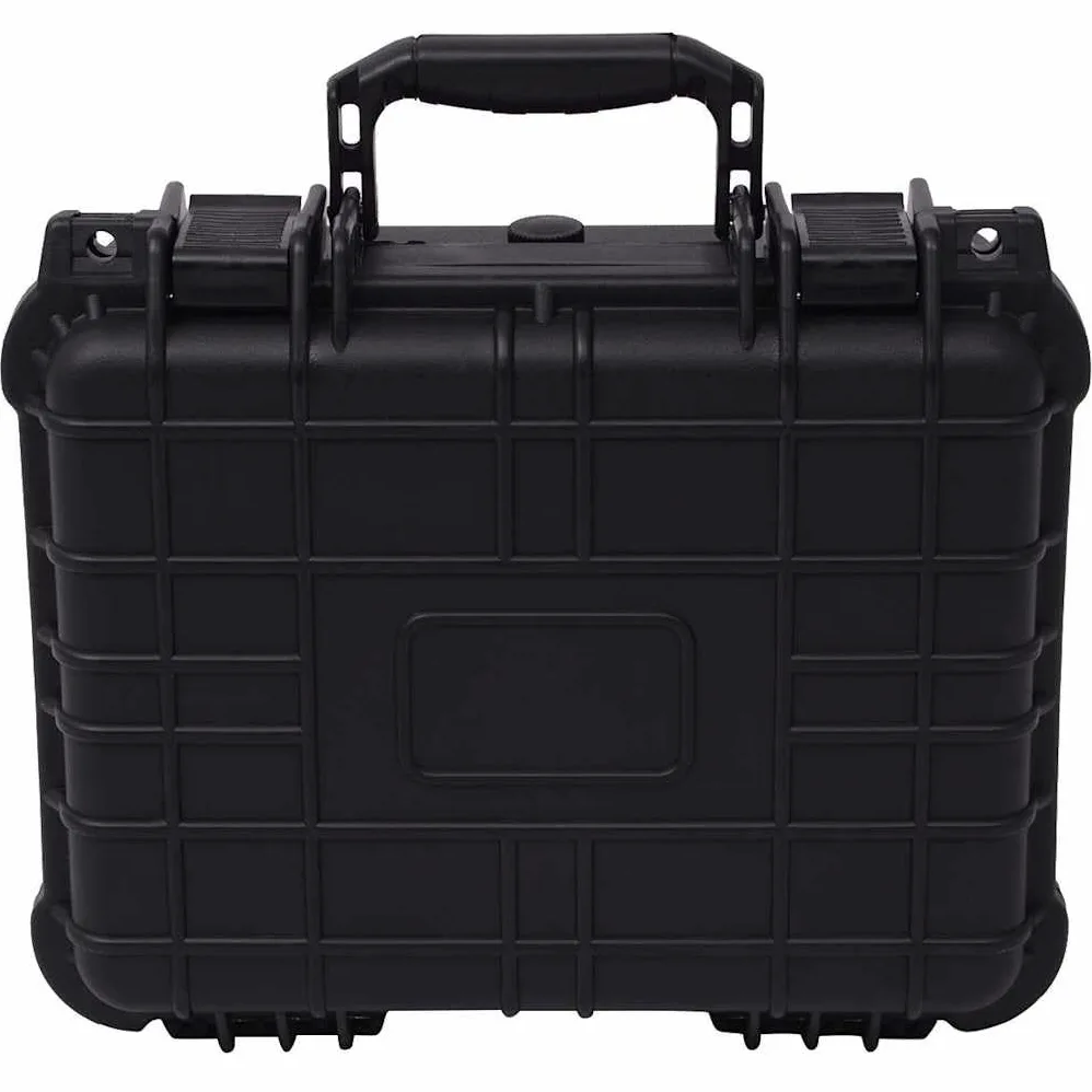 Maletín universal negro de polipropileno y ABS, 35 x 29,5 x 15 cm, rígida, con junta tórica, válvula de presión, insertos de espuma para cámara, lente, accesorios, viajes, exteriores