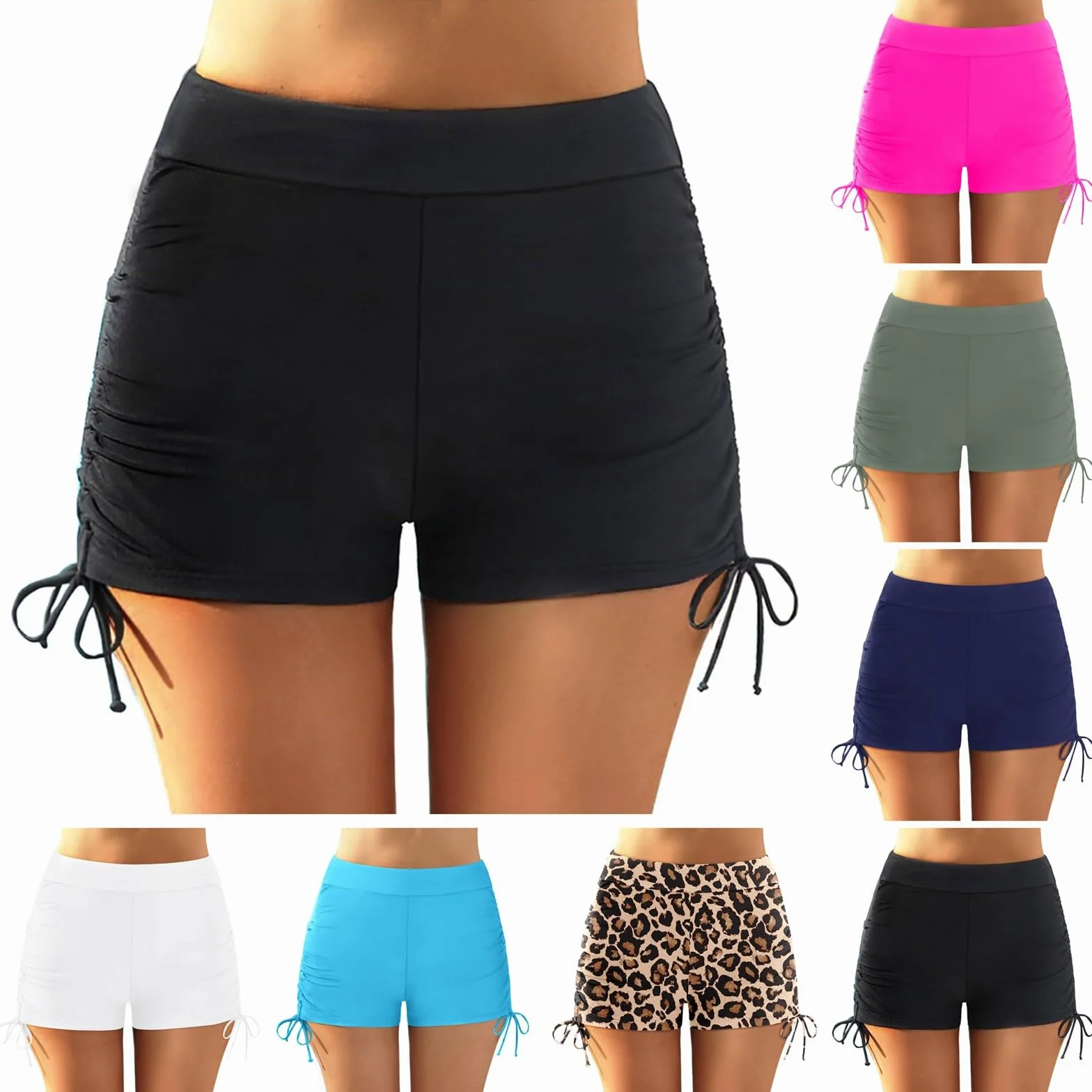 Shorts de Baño Mujer Bañador Short Deportes Acuáticos Shorts de Natación Secado Rápido Bañador de Pantalon Cortos con cordón Ajustables