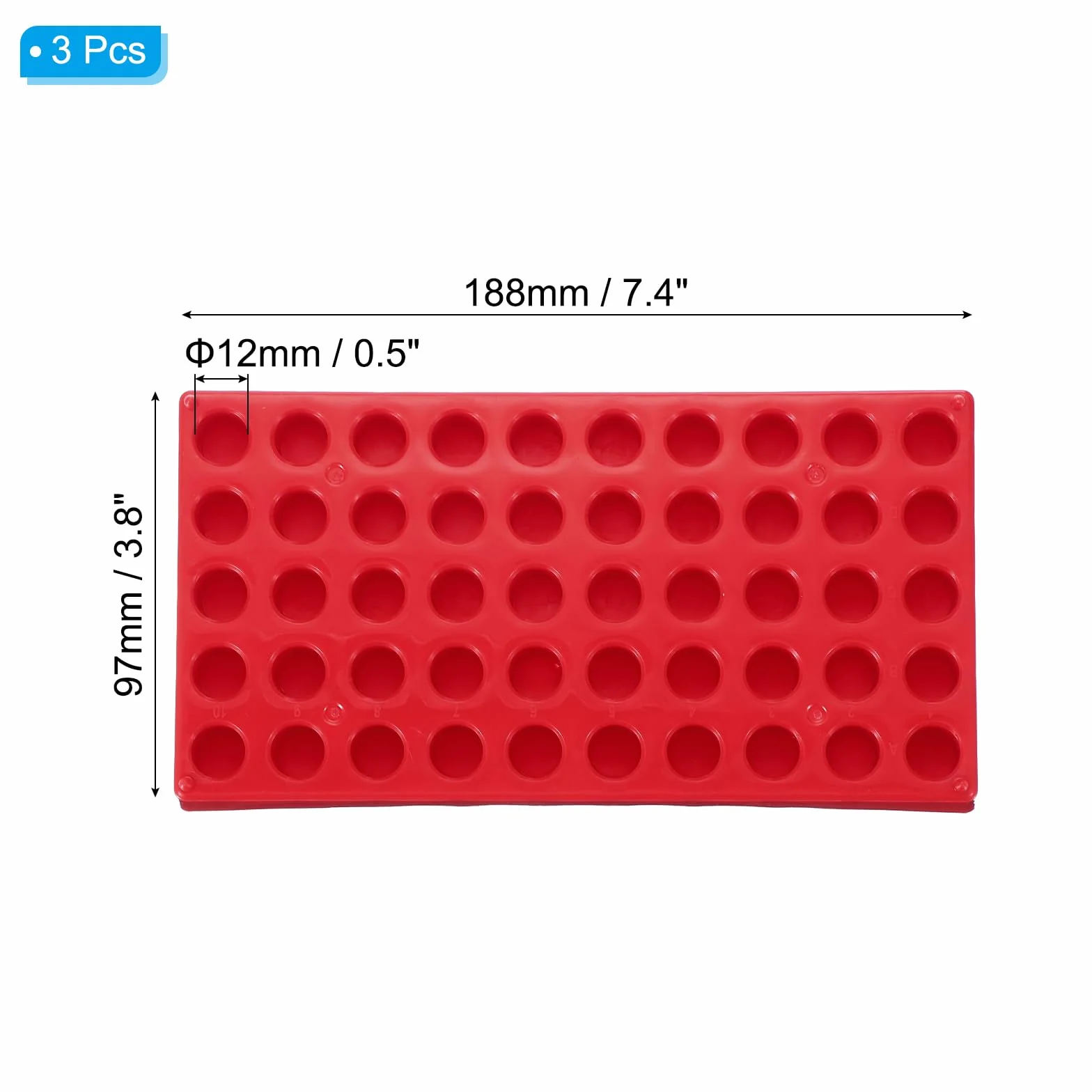 PATIKIL Soporte para Viales de 2ml para Autosamplers, 3 Bandejas Apilables de 50 Pocillos, Rojo