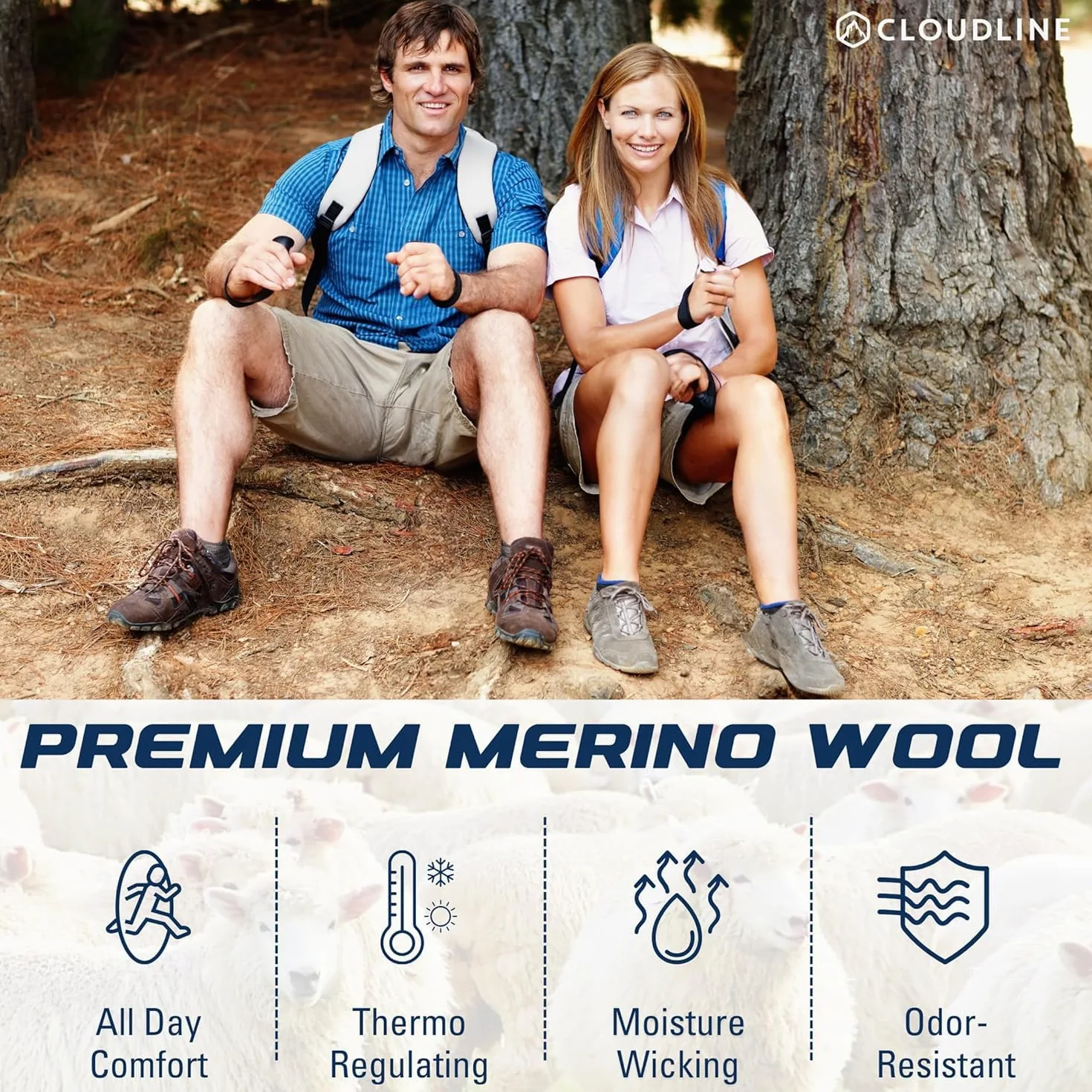 CloudLine - Calcetines de running ultraligeros para hombre y mujer (3 pares) para correr de lana merina, delgados, antiampollas, evacuación de la humedad, fabricados en EE. UU