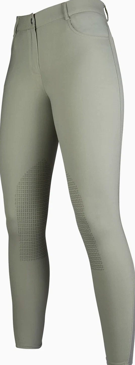 HKM Sunshine Rodillera Silicona Pantalones de Montar para Mujer Gris/Verde 42