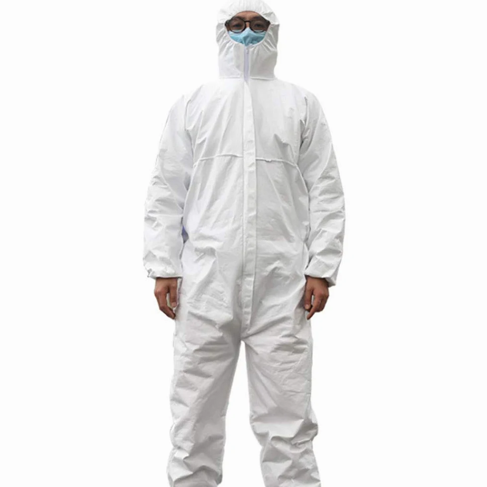 Mono de protección anti-estático de ácido químico alcalino Aceite antiestático Compuesto Protección traje de tela SMS Mono,desechable,elástico Cuff,M