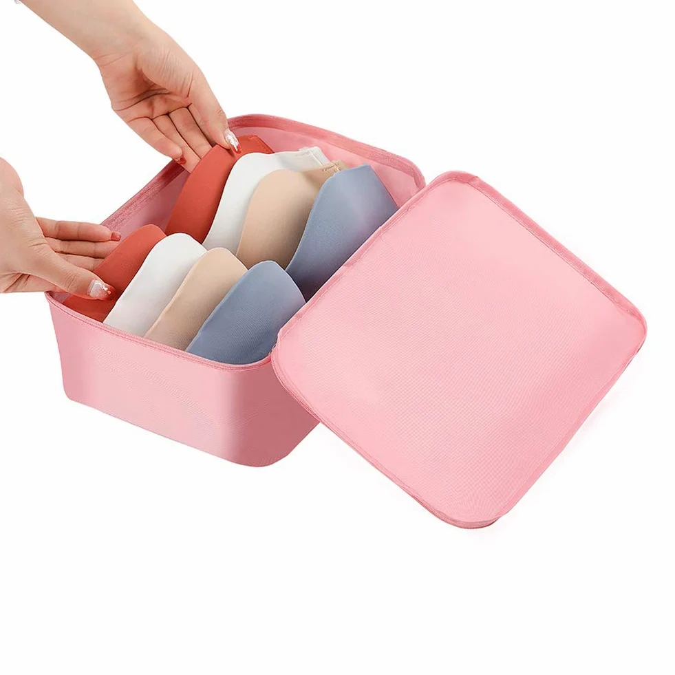 Belsmi - Juego de 8 Cubos de Embalaje con Bolsa para Zapatos - Organizador de Equipaje de Viaje (Rosa)