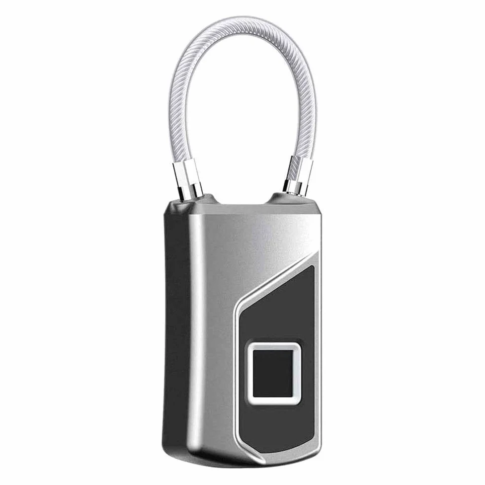 Candado inteligente con huella dactilar, Candado de huella digital for casillero de gimnasio y maleta IP66 carga USB 10 huellas dactilares
