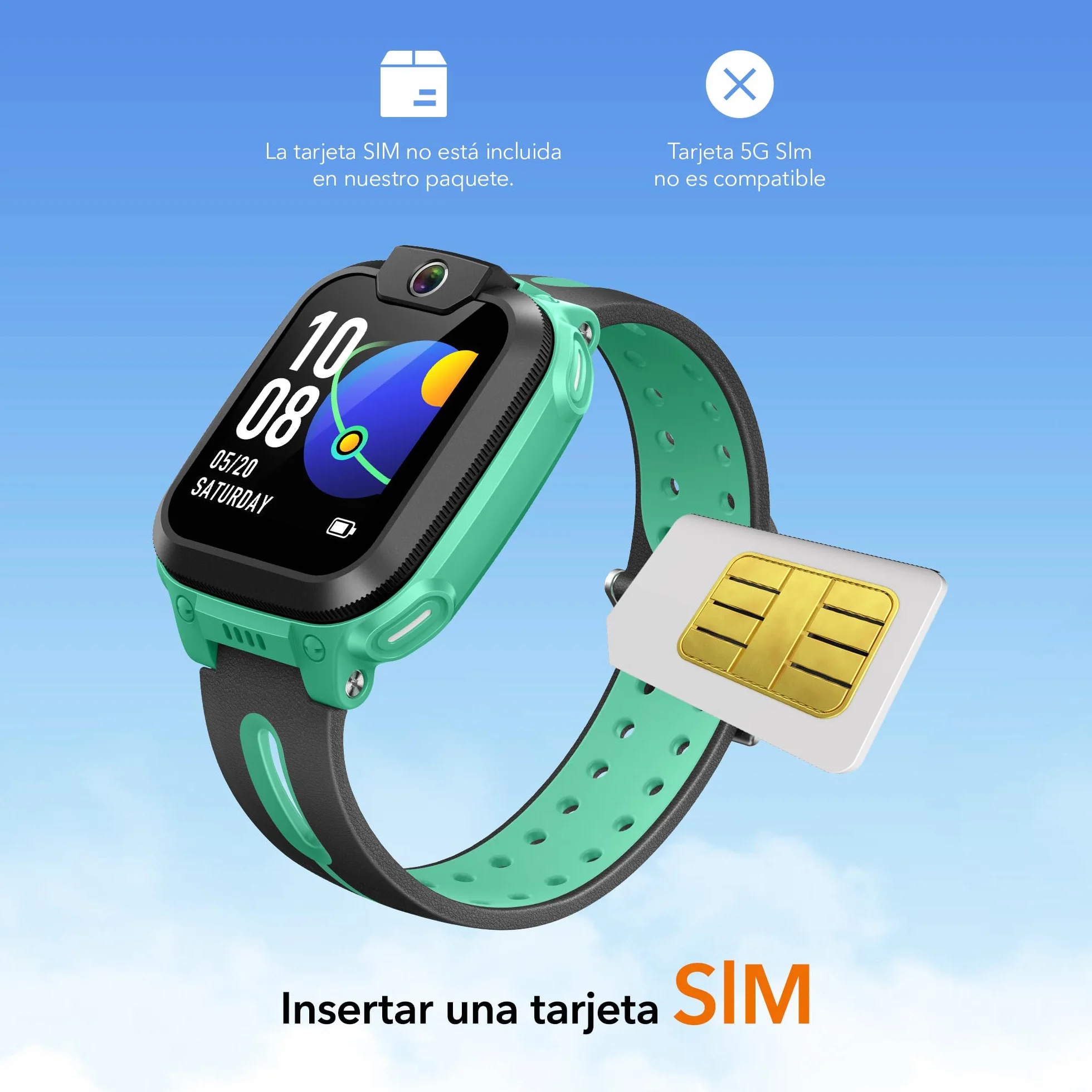 imoo Z1 Reloj Inteligente Niño 4G, Reloj Niño con Videollamada, Reloj GPS Niños con Llamada, Chat, SOS, Smartwatch Niños con Class Mode, Waterproof IPX8, Relojes Niña Watch -Verde