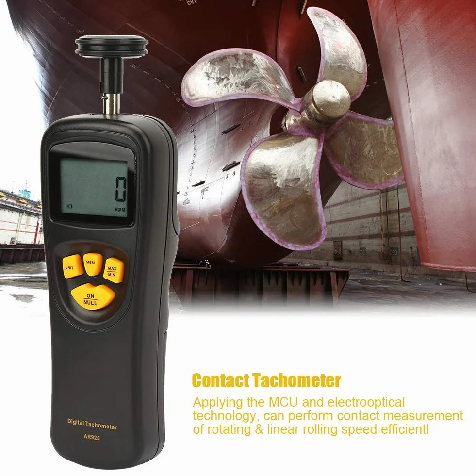 SMART SENSOR Tacómetro Digital 0.5~19999 RPM Contacto Medidor de Rotación LCD