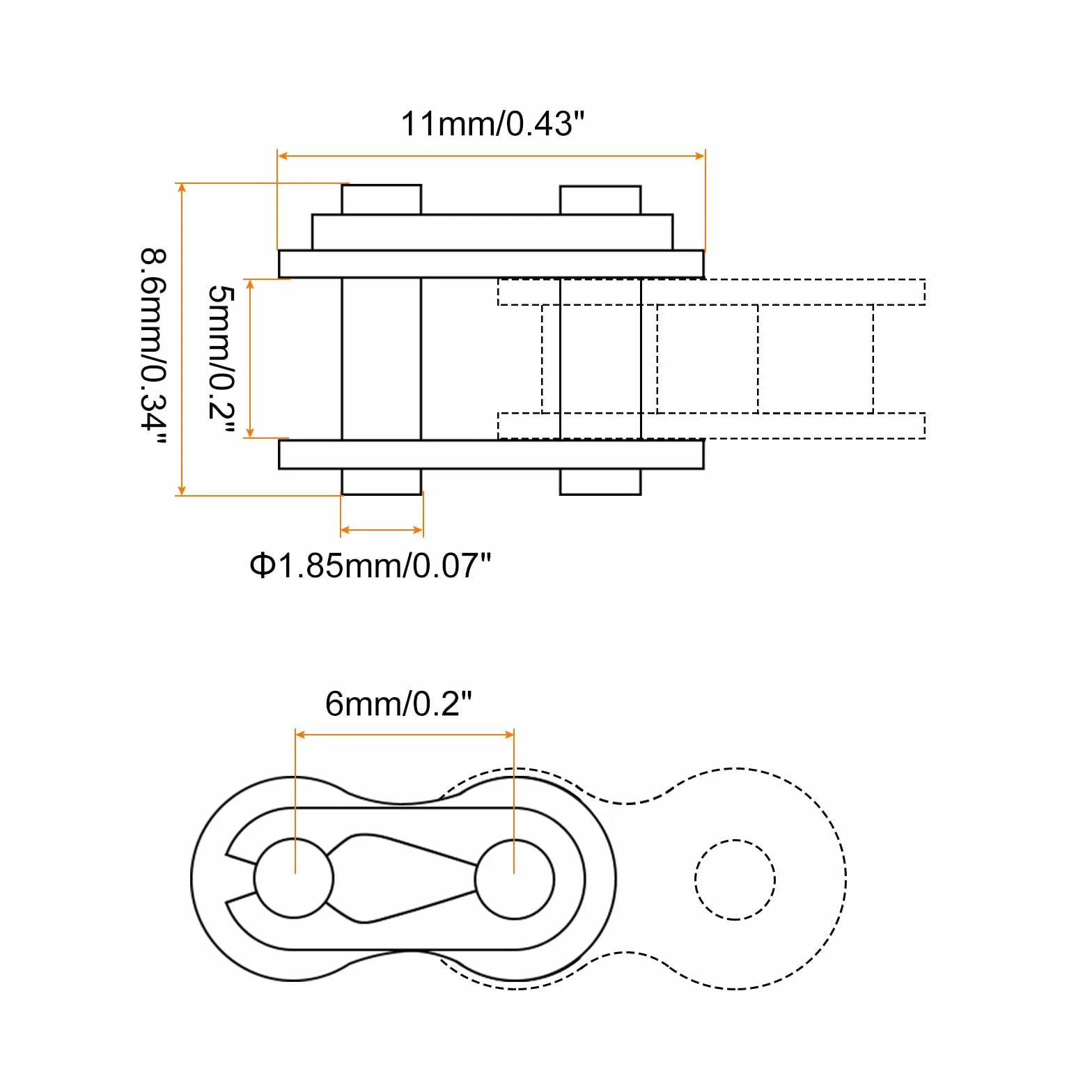 QUARKZMAN 04B-1 Enlaces de Conexión Cadena de Rodillos Acero al Carbono 6mm Paso Enlaces Maestros