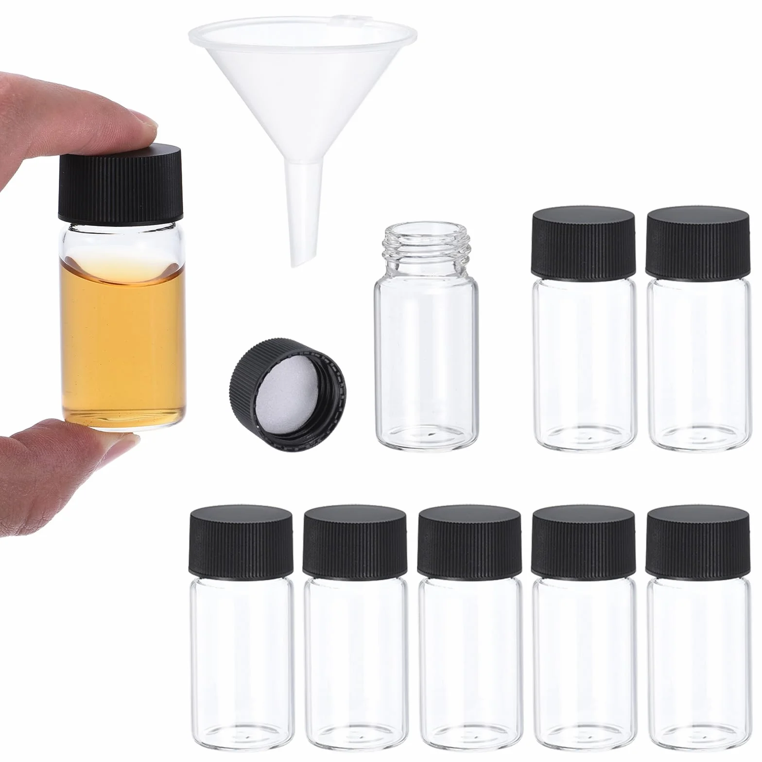 PATIKIL Frascos de Vidrio Transparente 20 ml Paquete 8 con Tapa de Rosca Botella de Muestra a Prueba de Fugas