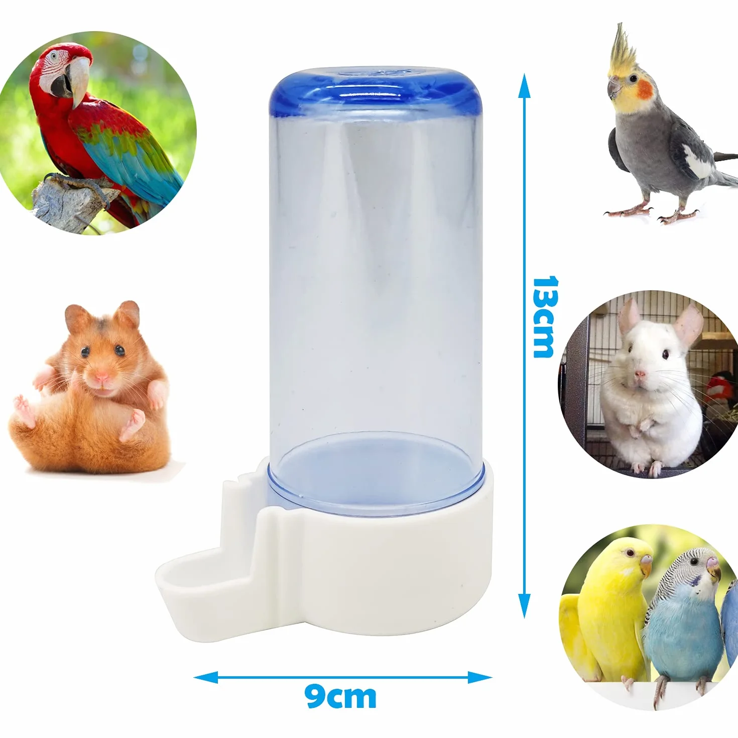 BPS Comedero Bebedero para Jaula Grande Loro Conejo Tamaño L 13 cm