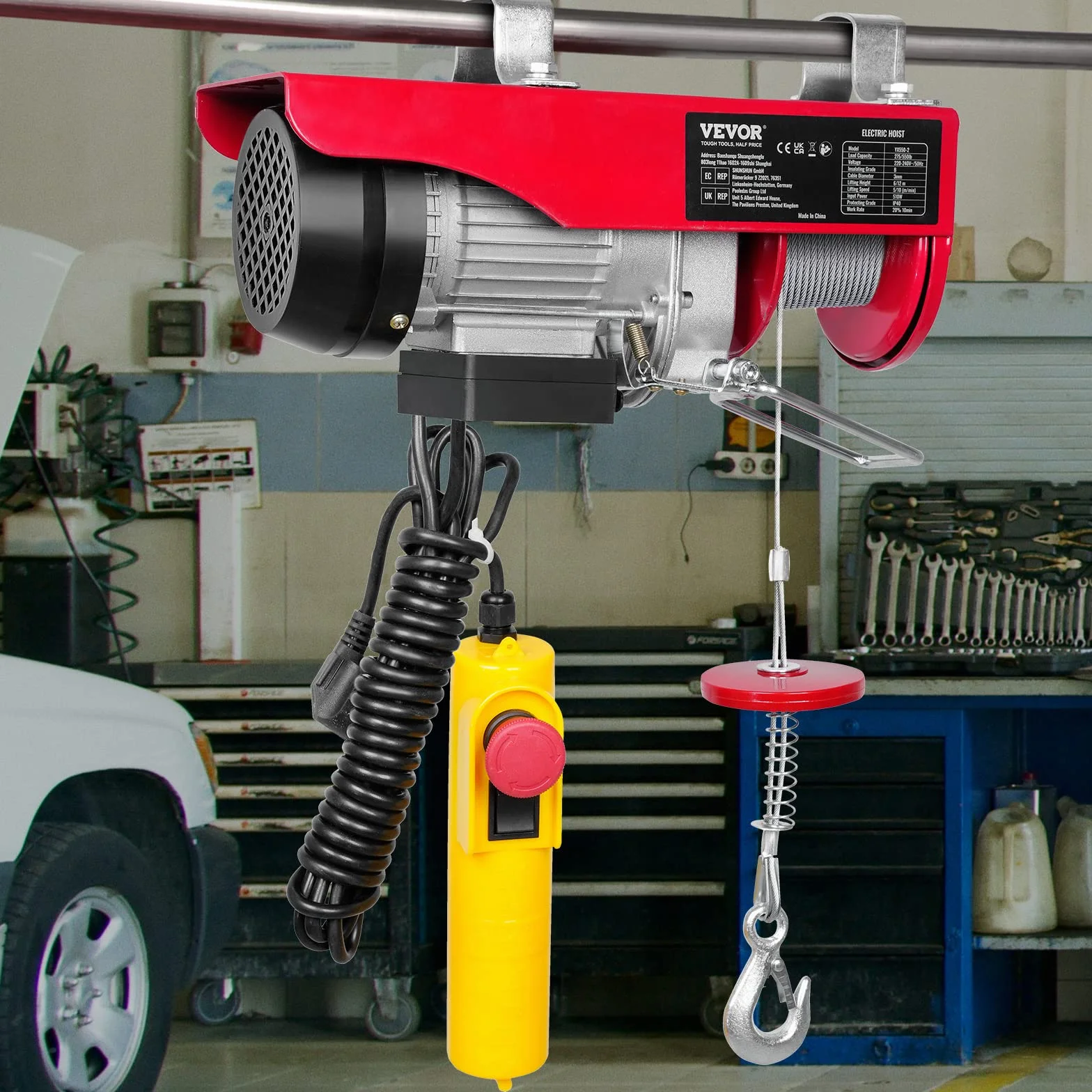 VEVOR Polipasto Eléctrico de Cable 250 kg 510 W 12m