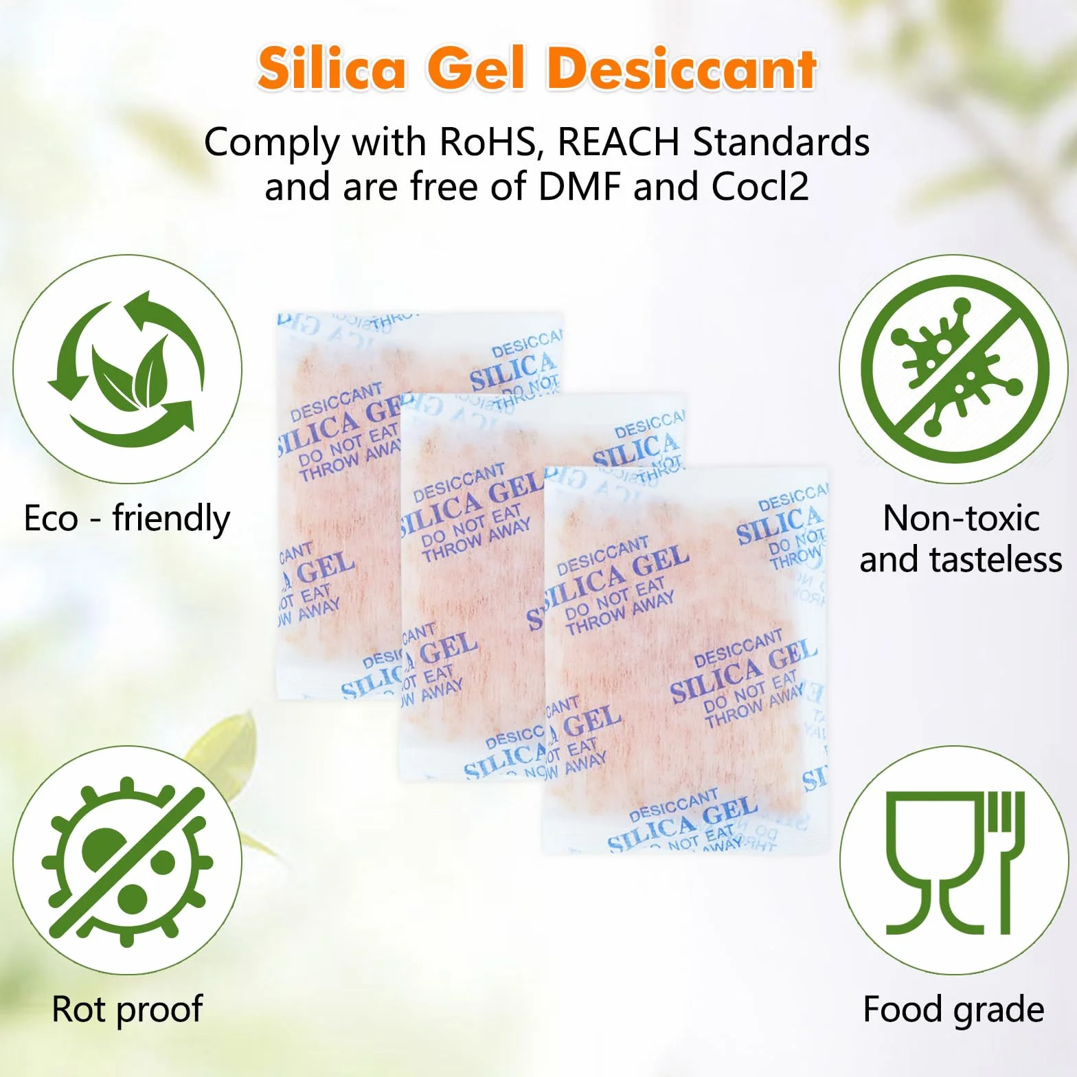Gigmeta 20 g x 20 Pcs Bolsas de Gel de Sílice Deshumidificadoras con Indicador Naranja/Verde