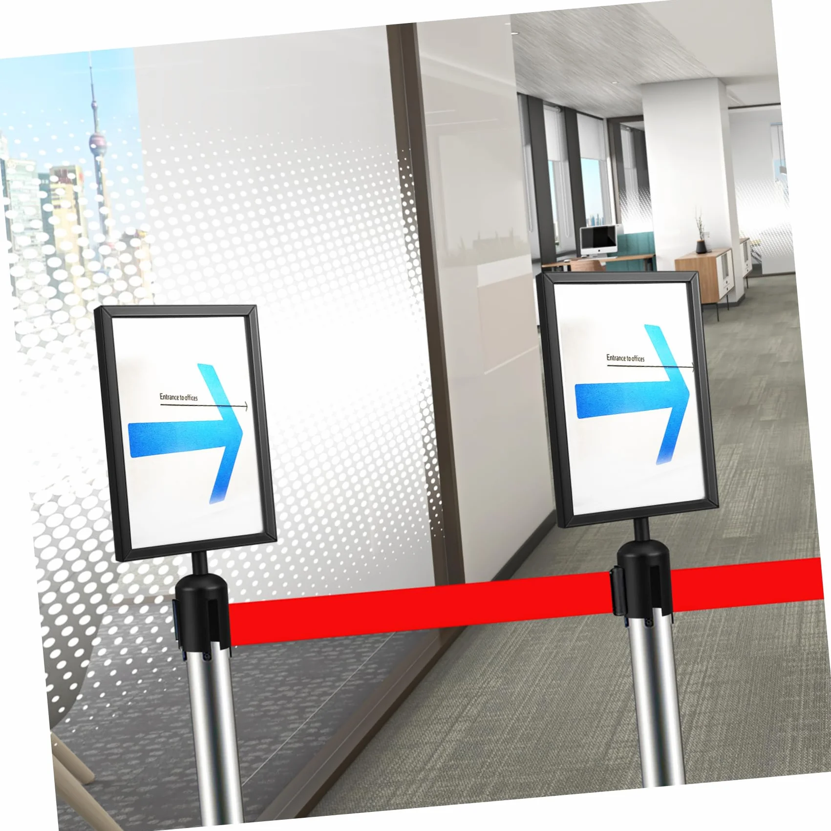 Soporte para Letrero Vertical Comercial de Barrera Retráctil Marco Firme Compatible con Carteles