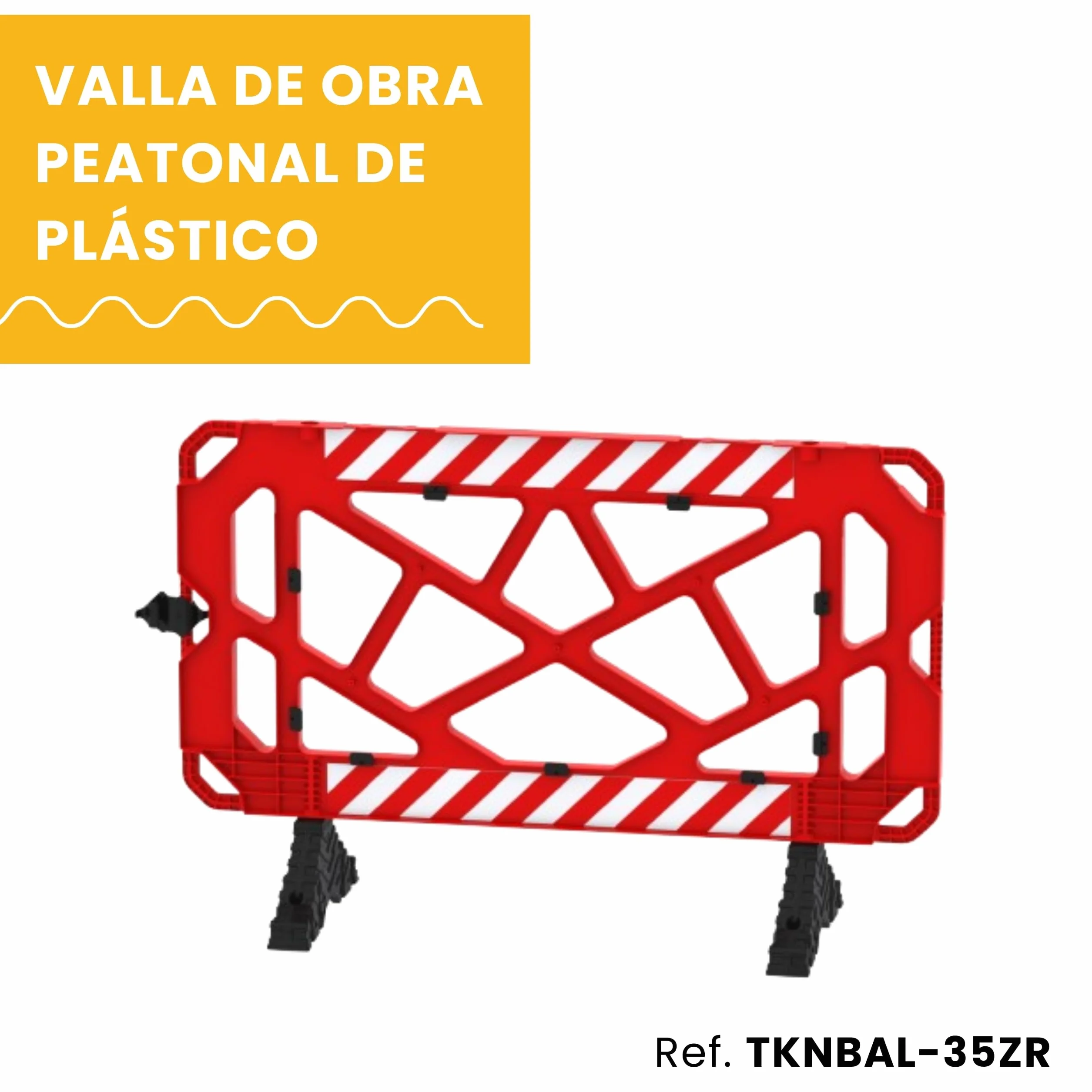 Valla de Obra Peatonal de Plástico 150 cm Rojo 1 Unidad