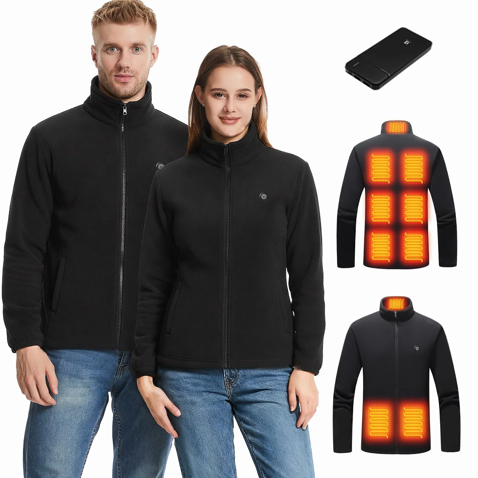 Chaleco Calefactable Hombre Mujer,Chaqueta Calefactable con Bateria 10000mAh,3 Temperaturas 9 Zonas de Calefacción,Electrico Chaleco Chaqueta Térmico Ropa Calefactables Inteligentes Para el Invierno