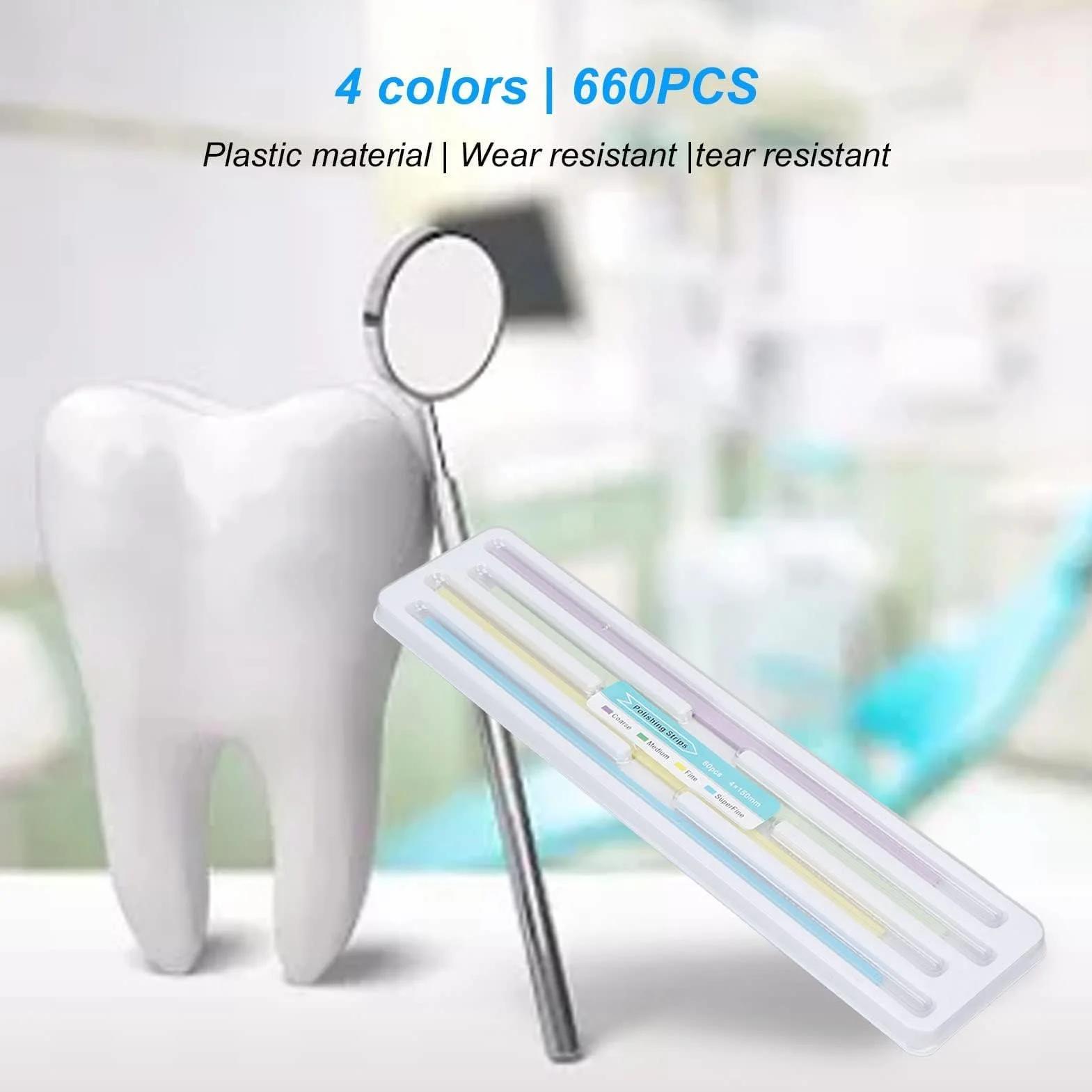 60 PCS Tiras De Pulido Dental Para Pulir Los Dientes, 4 Colores Resistente Al Desgaste Plástico Dental Papel De Lija Lima Dental Portátil