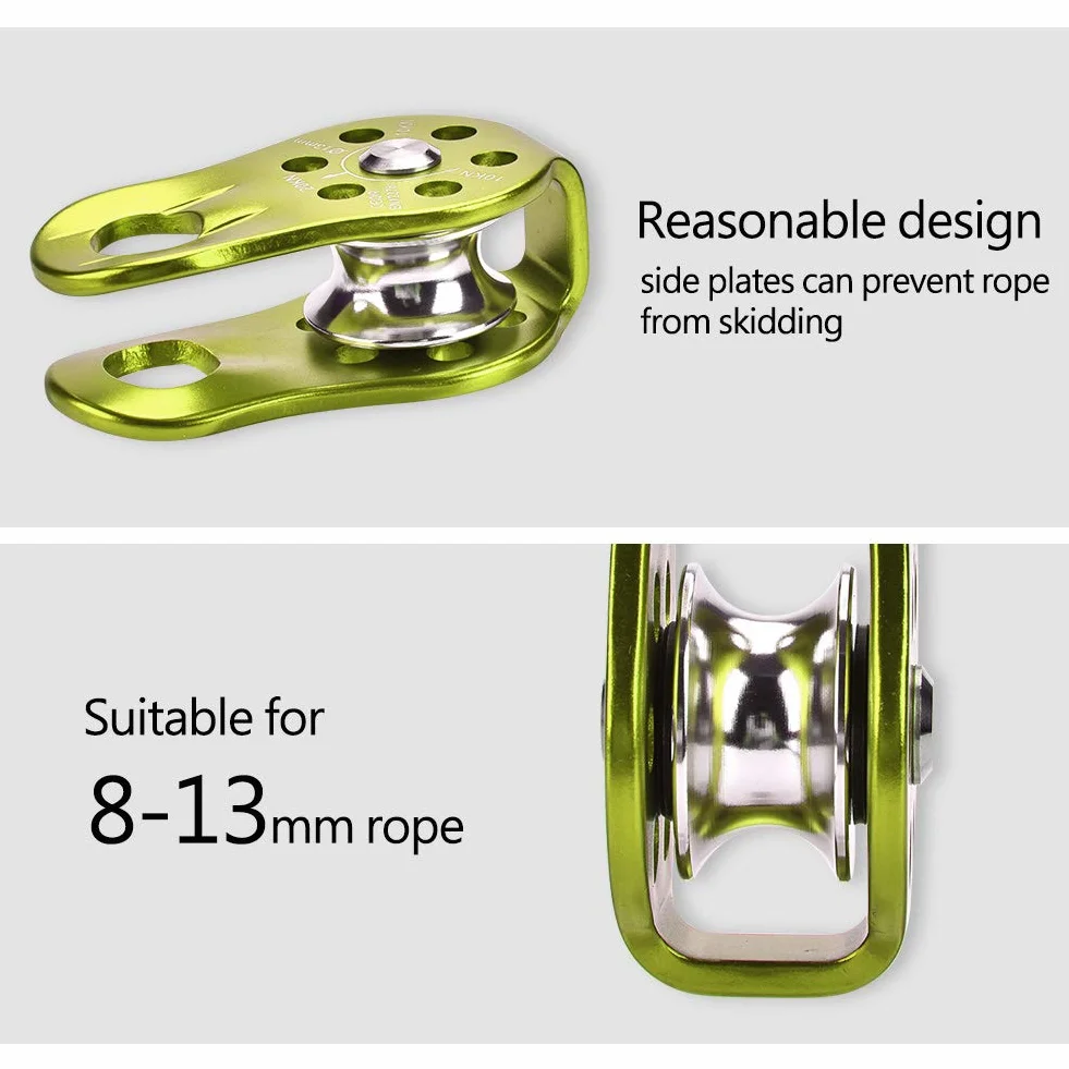 Culnflun Bloque de polea de aleación de aluminio para escalada 8-12 mm Verde