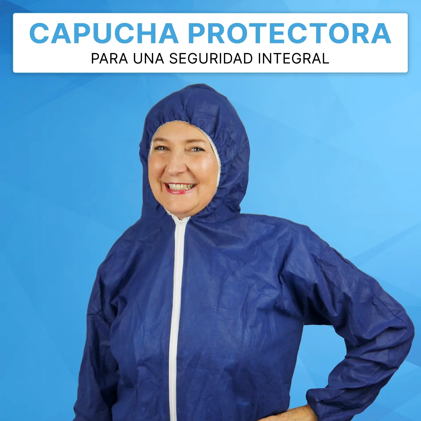 ARNOMED 50x Mono de protección PP extra fuerte, mono completo azul 50g/m², mono de pintor desechable XL, mono de trabajo para hombre/mujer con capucha, mono desechable, mono de protección desechable