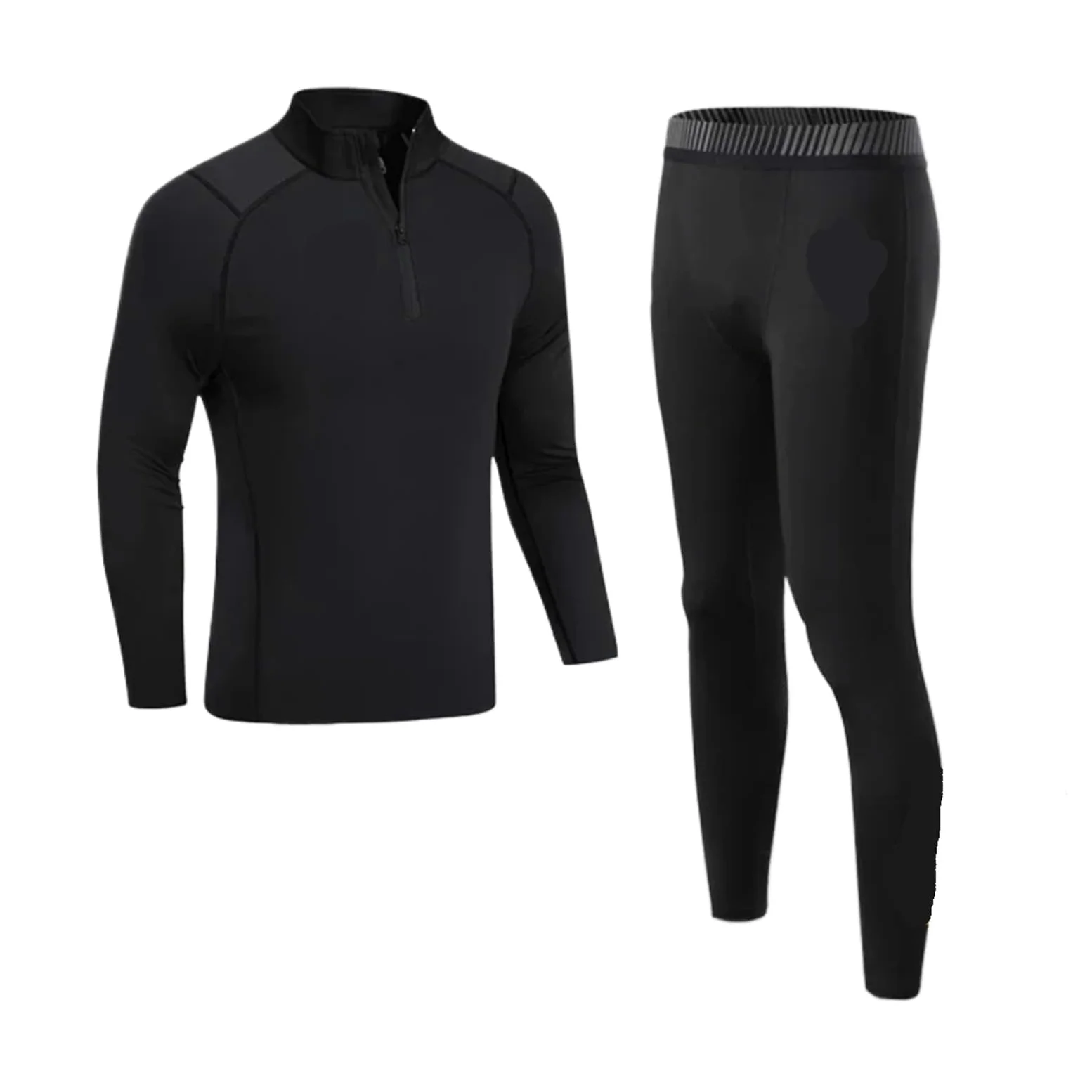 Conjuntos Térmicos Para Hombre Traje deportivo de invierno for hombre, ropa interior térmica de esquí de secado rápido, conjunto de compresión, mallas térmicas de felpa cálidas, color negro Para El Ru