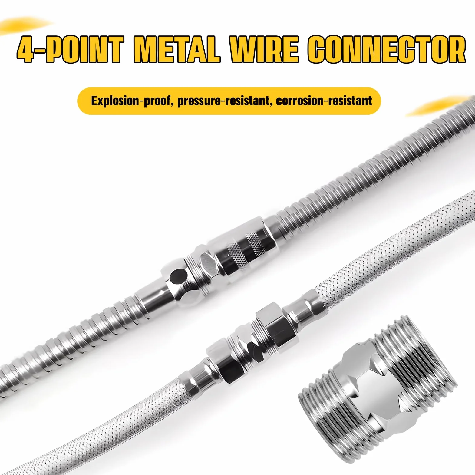 Conector Doble de Acero Inoxidable 1/2" para Manguera de Ducha, Adaptador Macho-Macho Hexagonal, Unión de Extensión