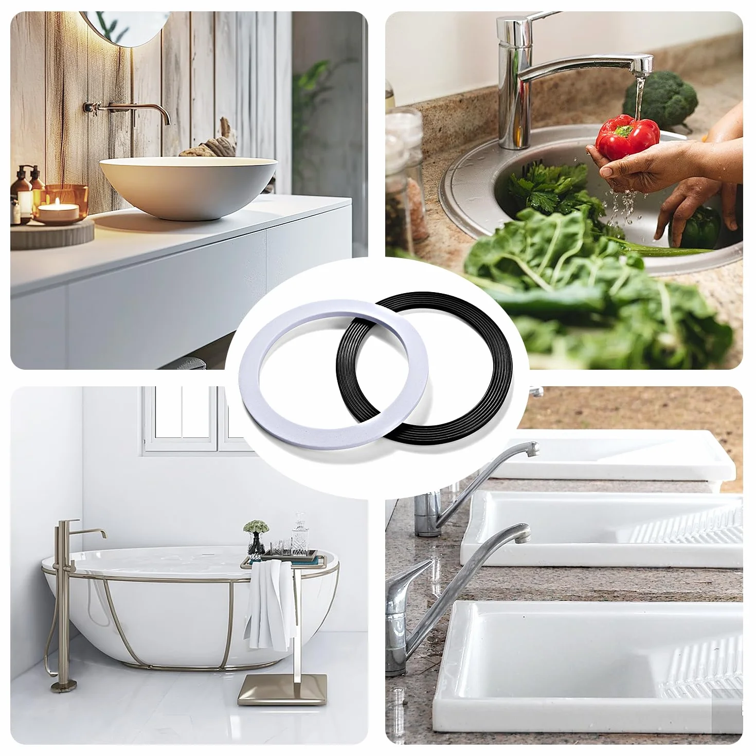 Arandelas de Sellado 110mm para Fregadero, Juntas Tóricas para Lavabo