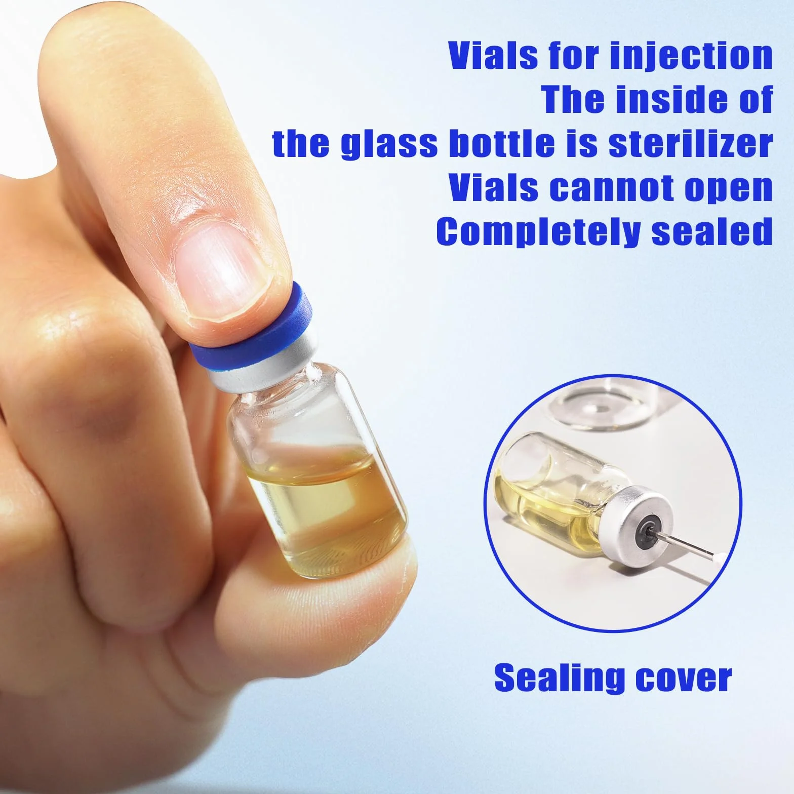 Viales de cristal estériles 2 ml con tapas y goma, envases de almacenamiento de muestras líquidas (50 unidades)