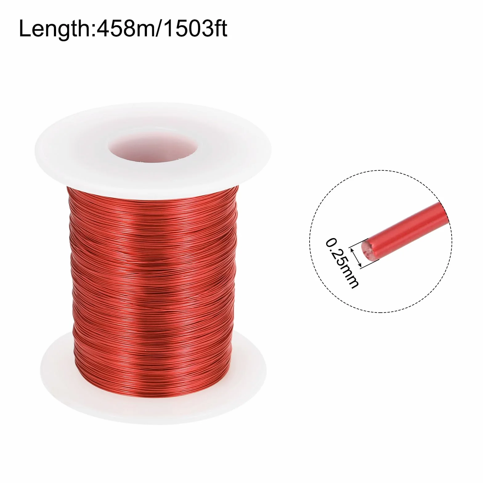 QUARKZMAN Alambre Esmaltado de Cobre 0.25mm 458m 155C para Bobinado Transformadores Inductores