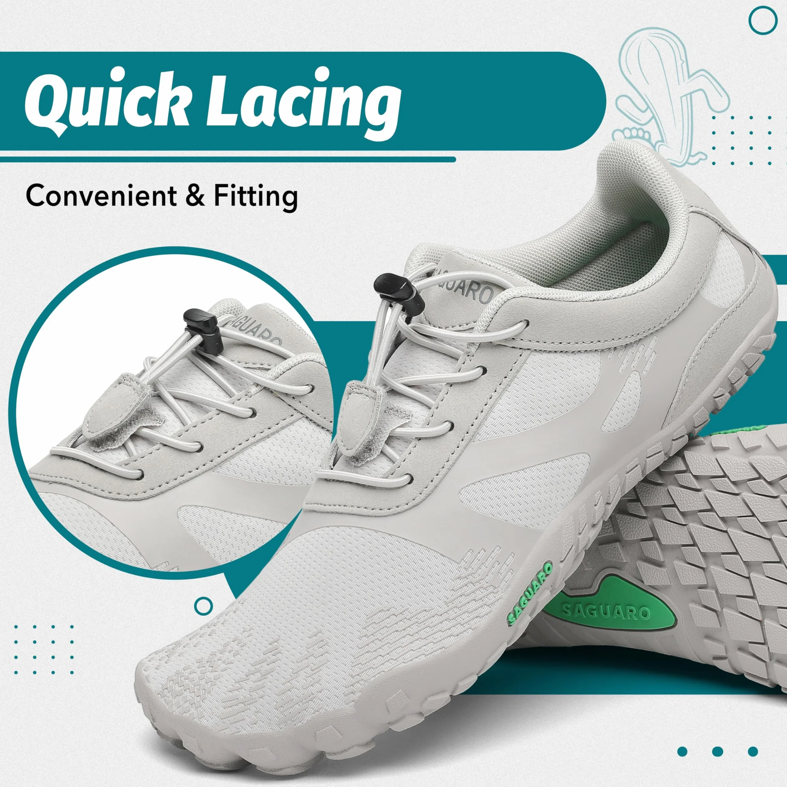 SAGUARO Barefoot Hombre Mujer Zapatillas de Trail Running Ligeras Cómodas Minimalistas Zapatos Descalzos GR.36-48